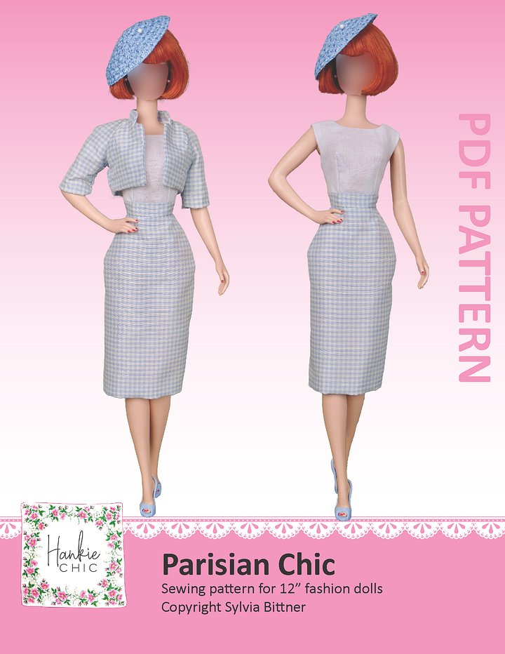 Parisian Chic sewing pattern for 12" fashion dolls product image (1)