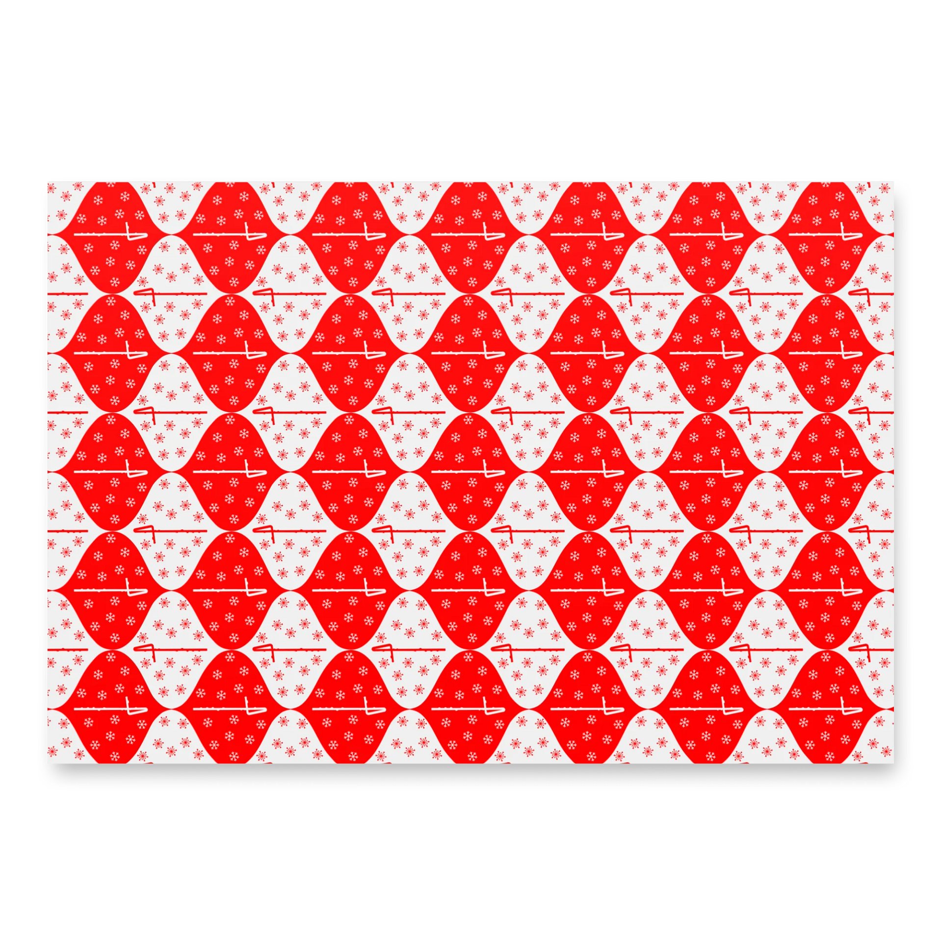 Flutes and Snowflakes - Contrabass - Red Gift Wrap Paper Sheets product image (3)