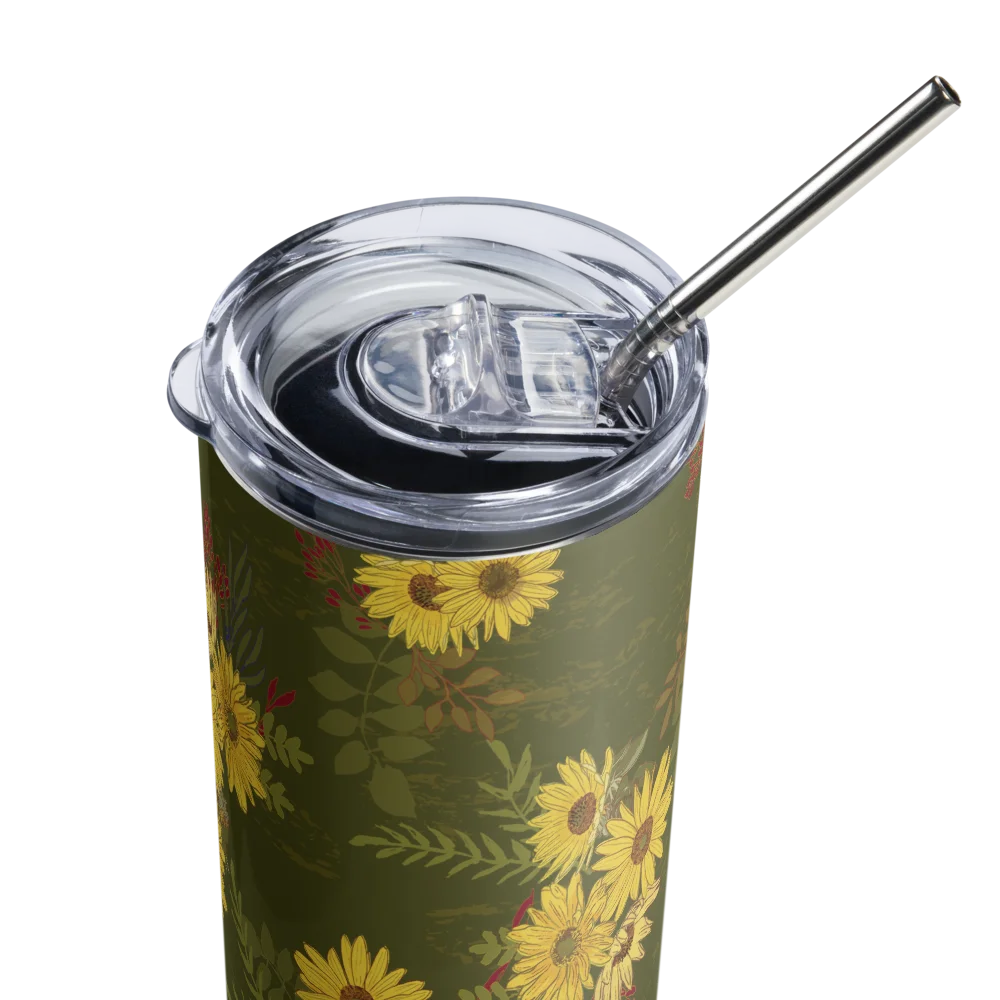 Helianthus Sunflower 20-ounce Stainless Steel Tumbler with Straw - Green product image (4)