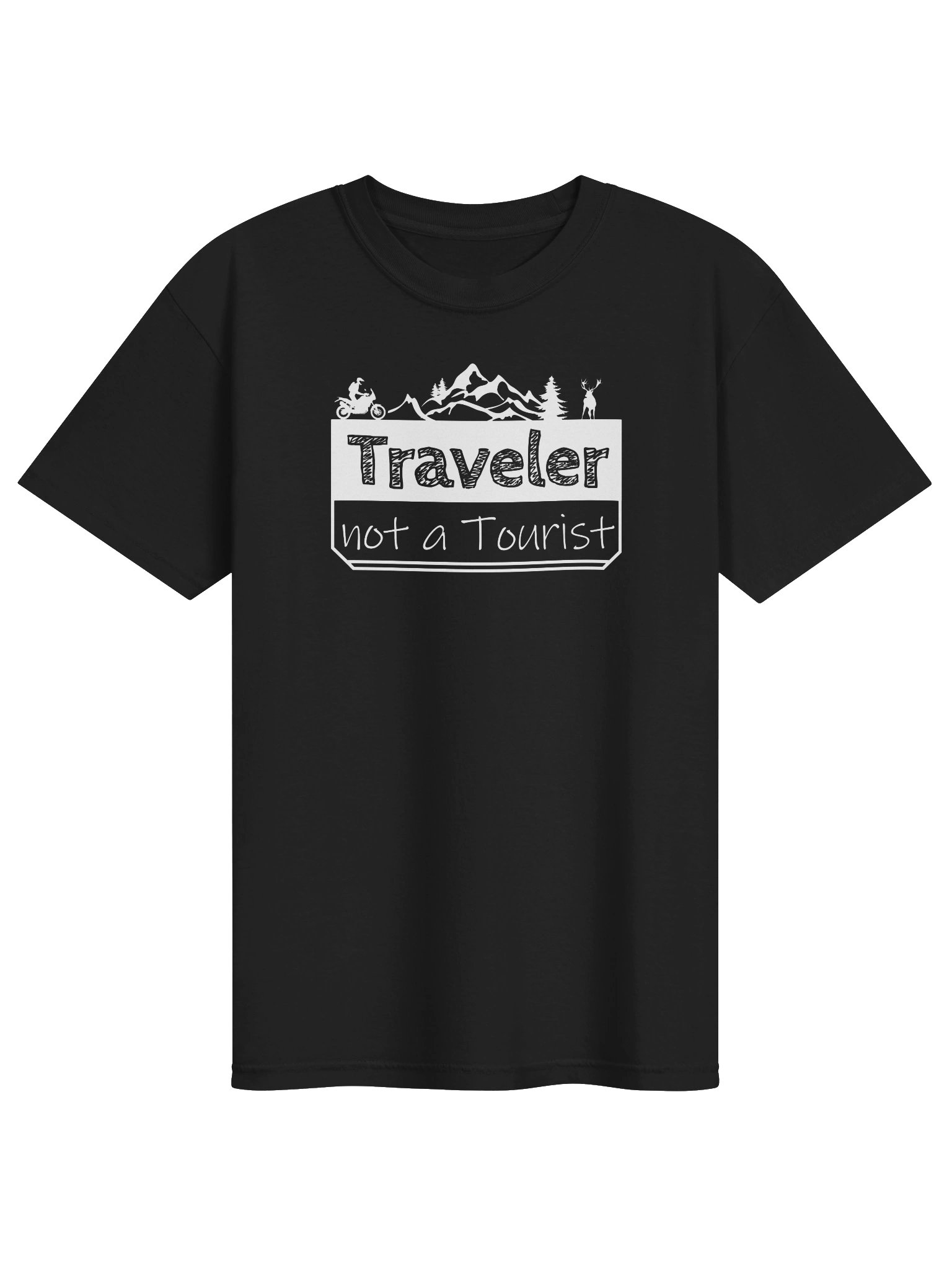 Traveler not a Tourist (white) | Adventure Motorcycle T-Shirt product image (10)