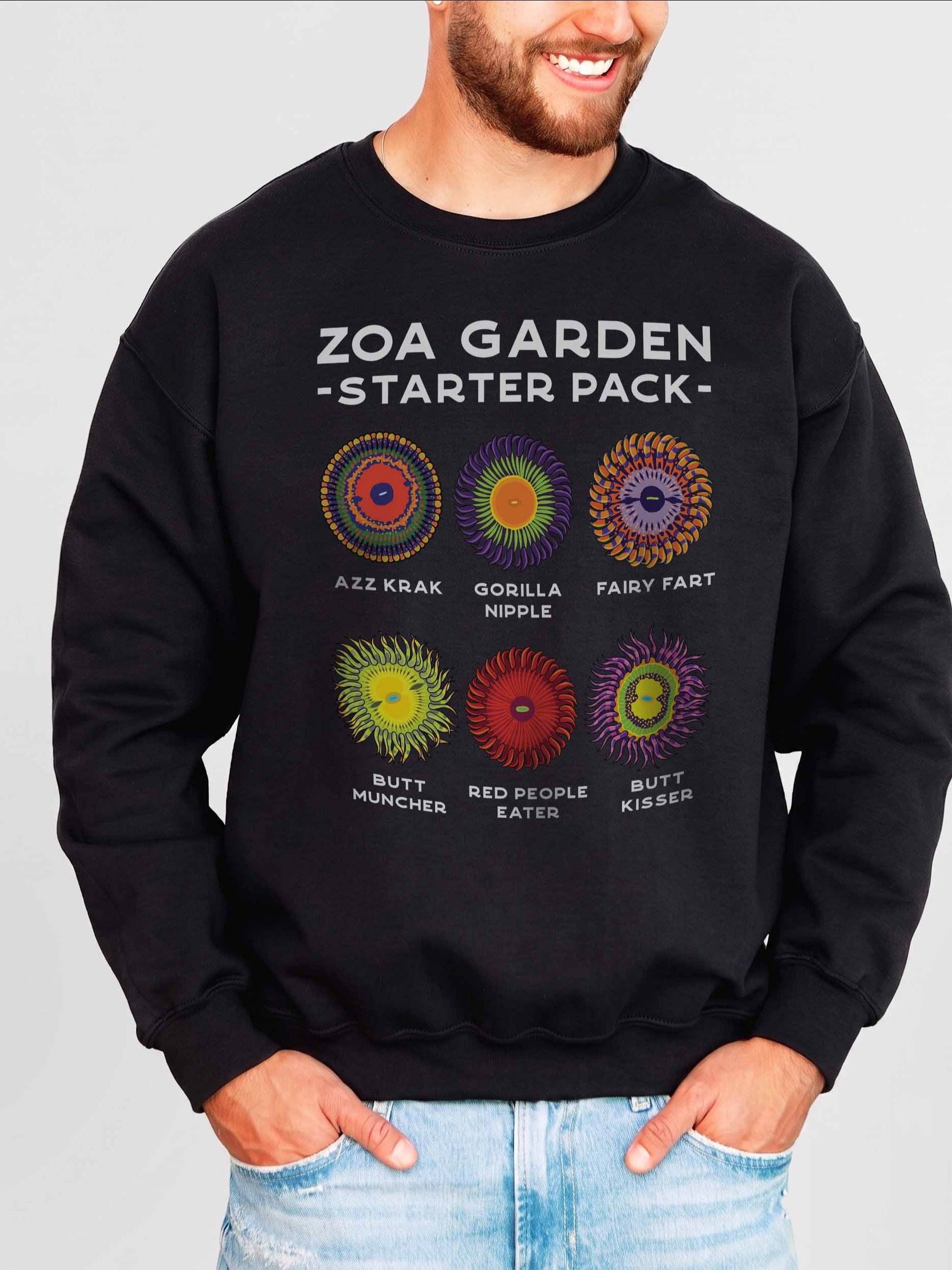Zoanthid Garden Starter Pack Sweatshirt for Reef Aquarium Lovers product image (2)
