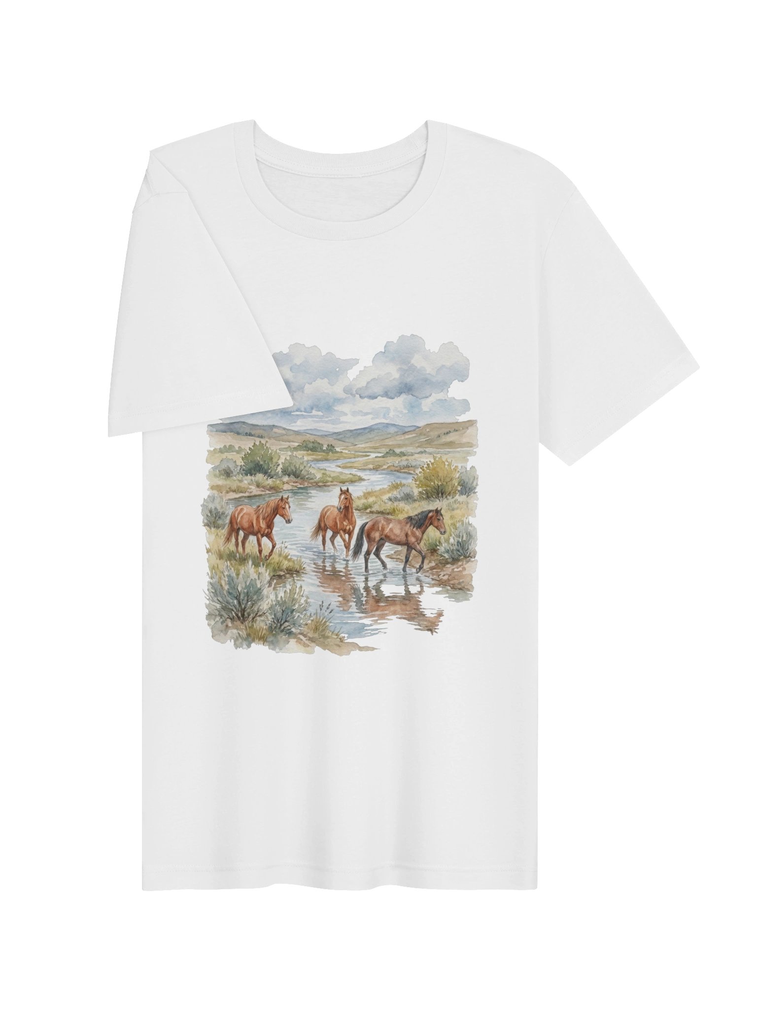 Horses by Lake frame tshirt product image (103)