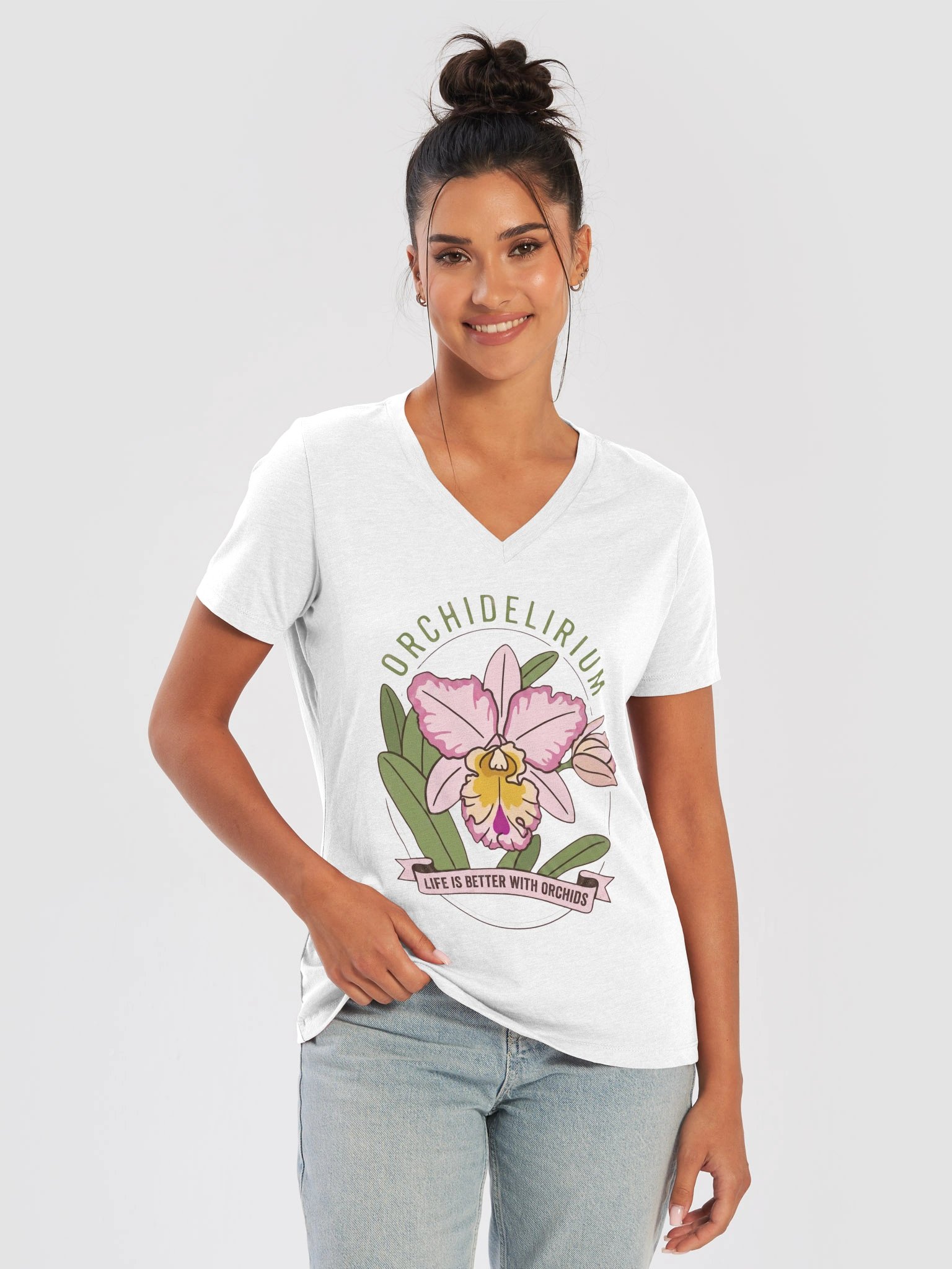 Orchidelirium v-neck t-shirt product image (2)