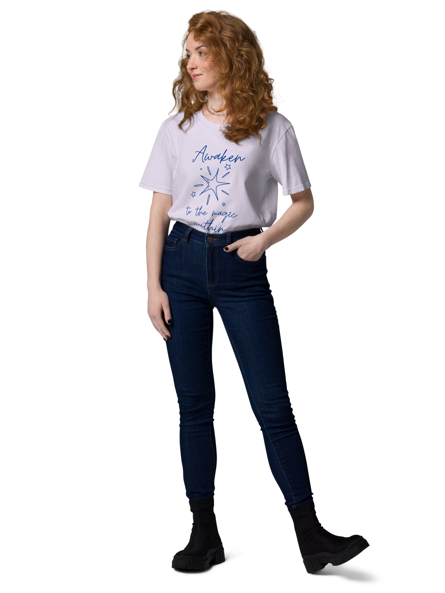 Awaken to the Magic Within: Organic Tee navy lettering product image (6)