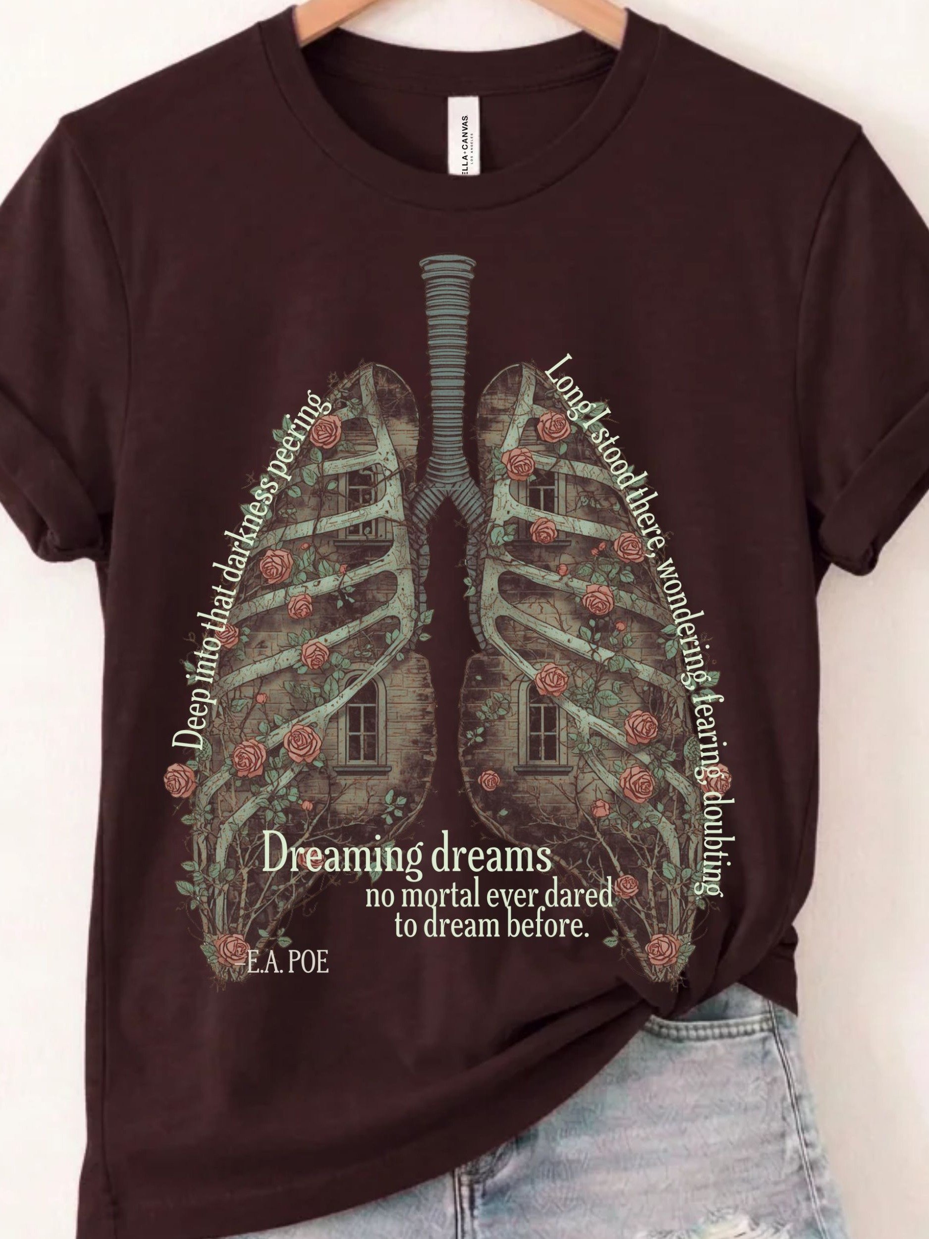 Edgar Allan Poe Literary Tee, Gothic Anatomy Art, Dark Academia Graphic product image (16)