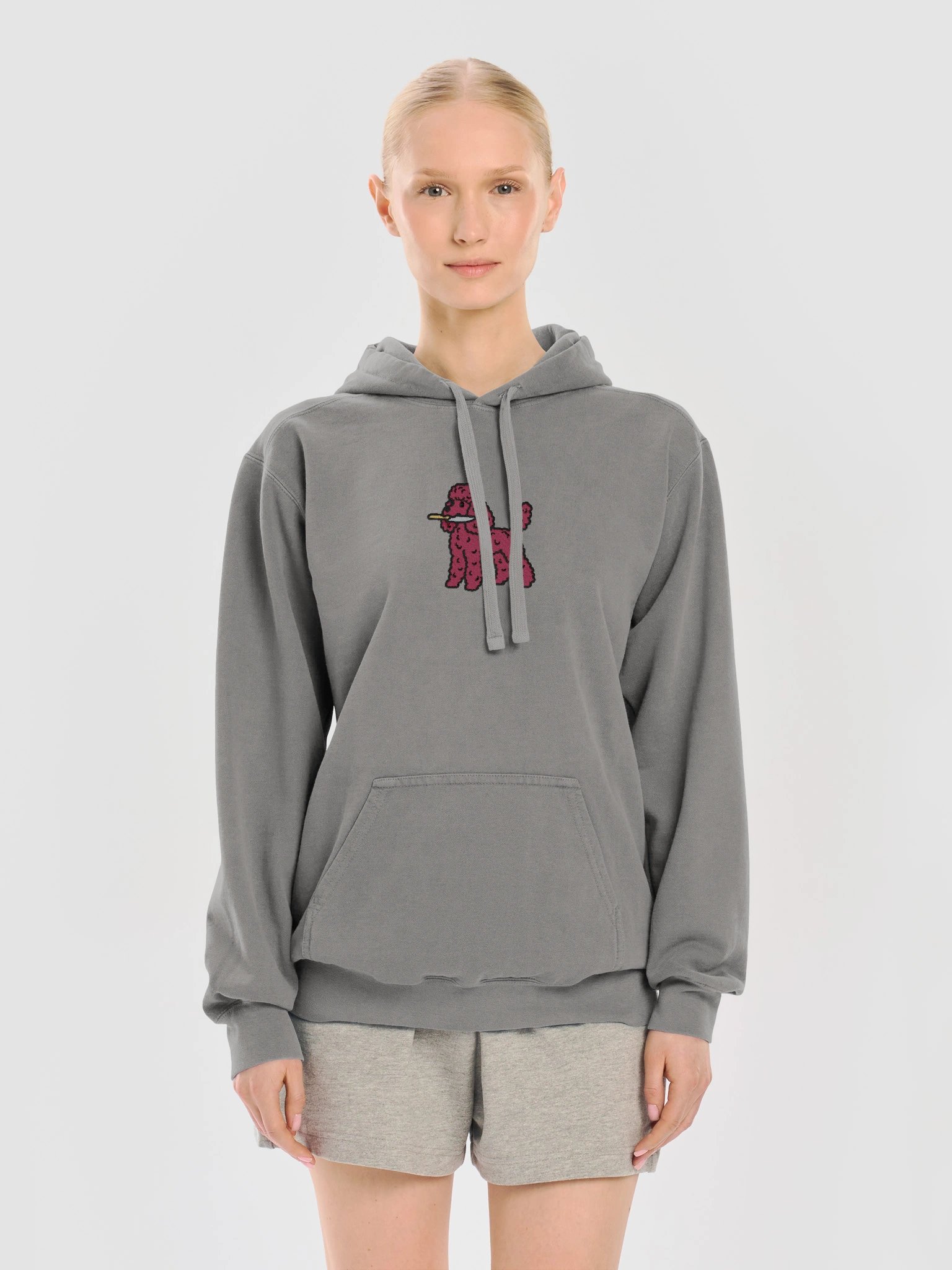 Funny Chibi-Style Poodle(Chocolate) Embroidered Premium Hoodie product image (37)