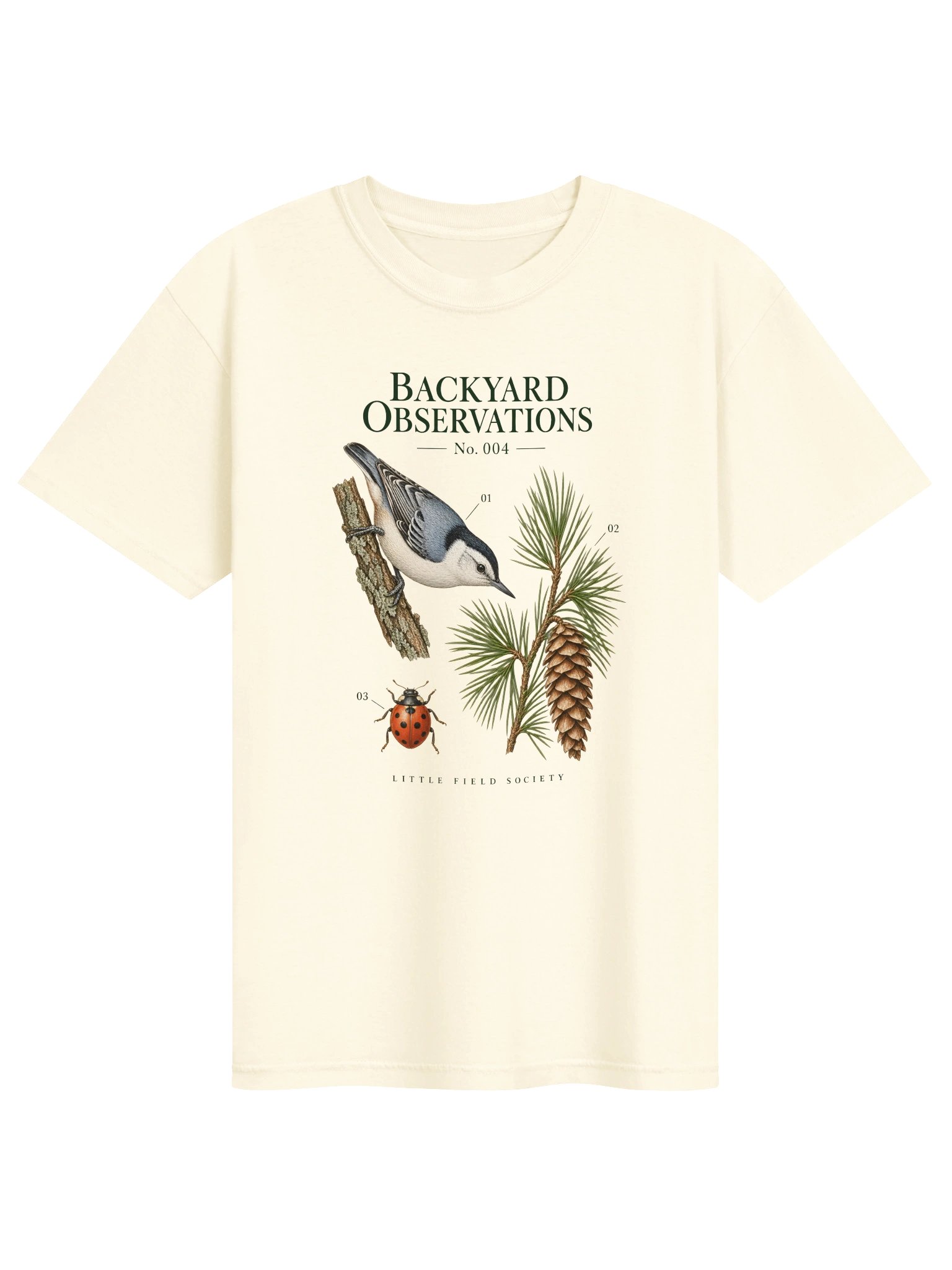 Backyard Observations No. 004 — Nuthatch & Pine T-Shirt product image (1)