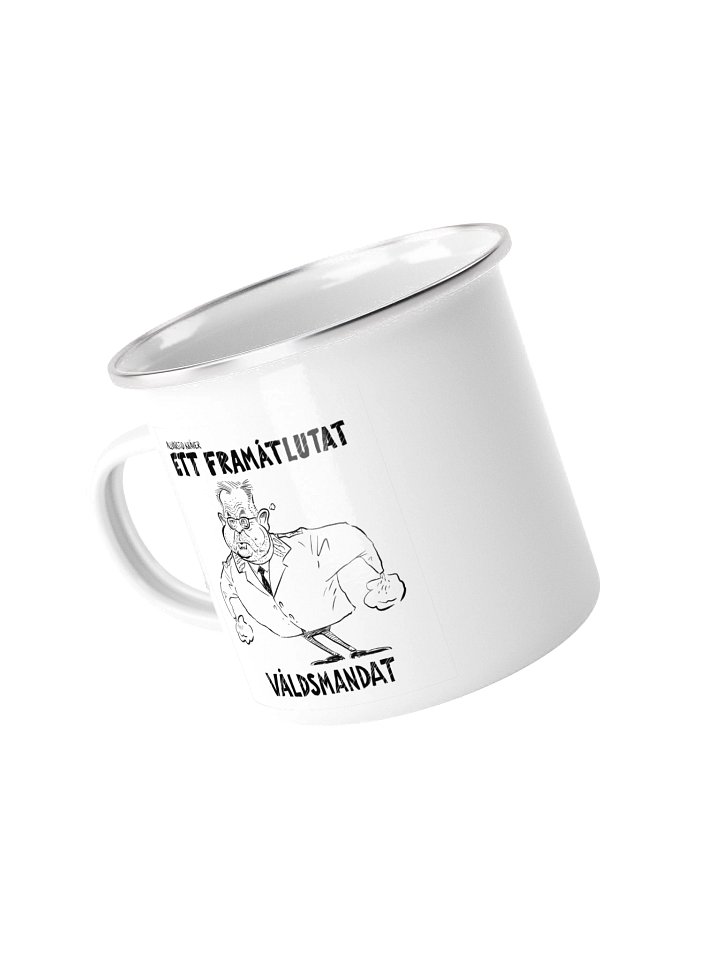 Framåtlutat våldsmandat - Emaljmugg (signed by @Kluddniklas!) product image (1)