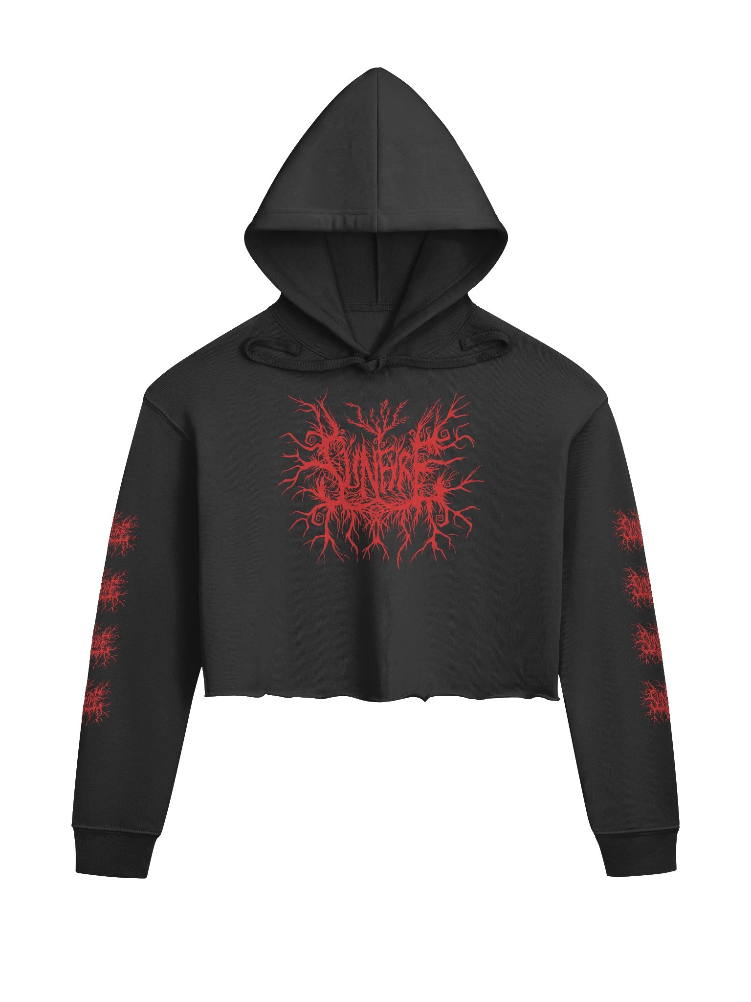Sunfyre Red Metal Logo Crop Hoodie product image (1)