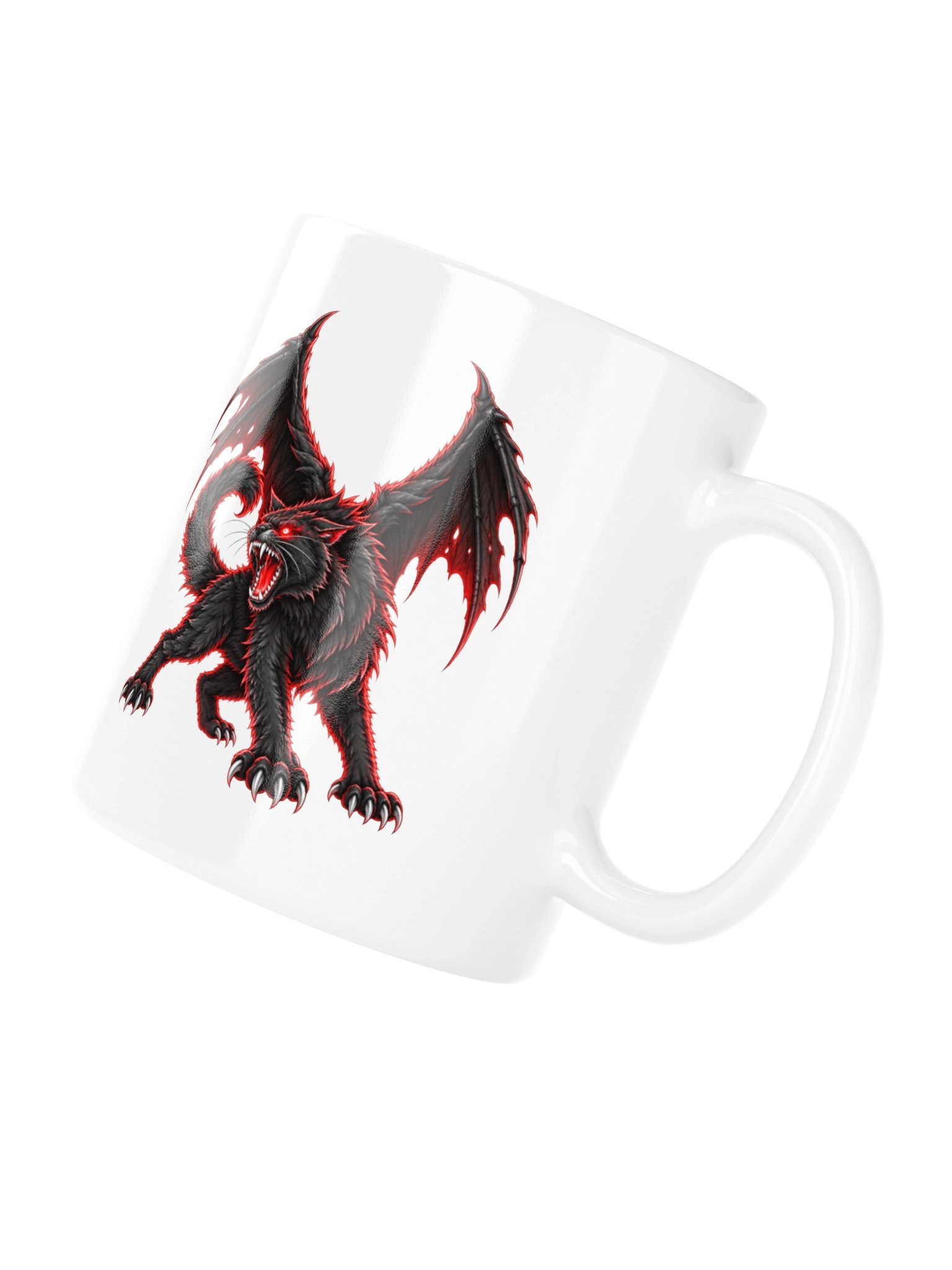 Hellfire Feline — Winged Black Cat of Halloween - Mug product image (11)