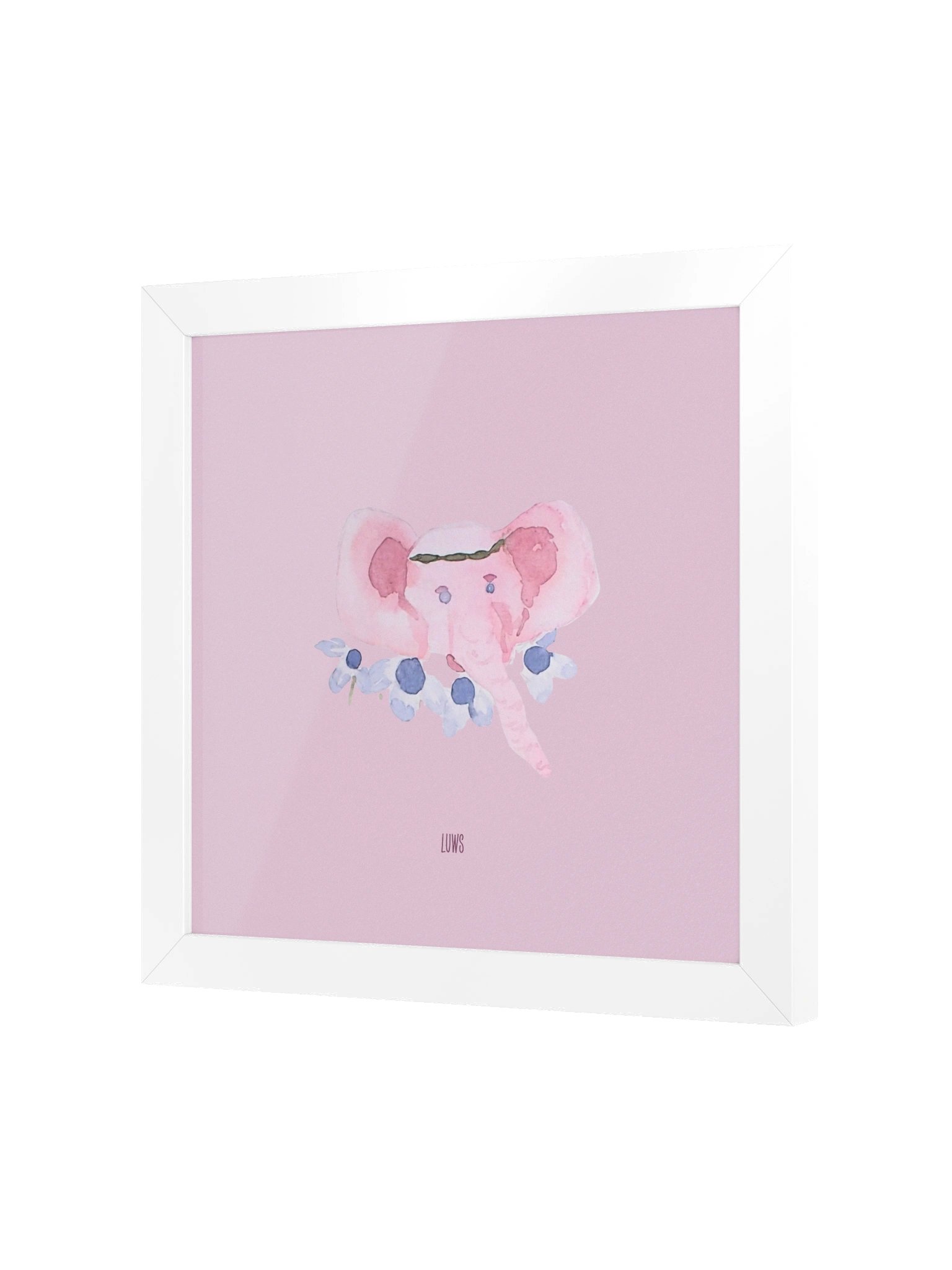 Ella, the elephant | Pastel Pink Elephant Floral Poster (Framed) product image (2)