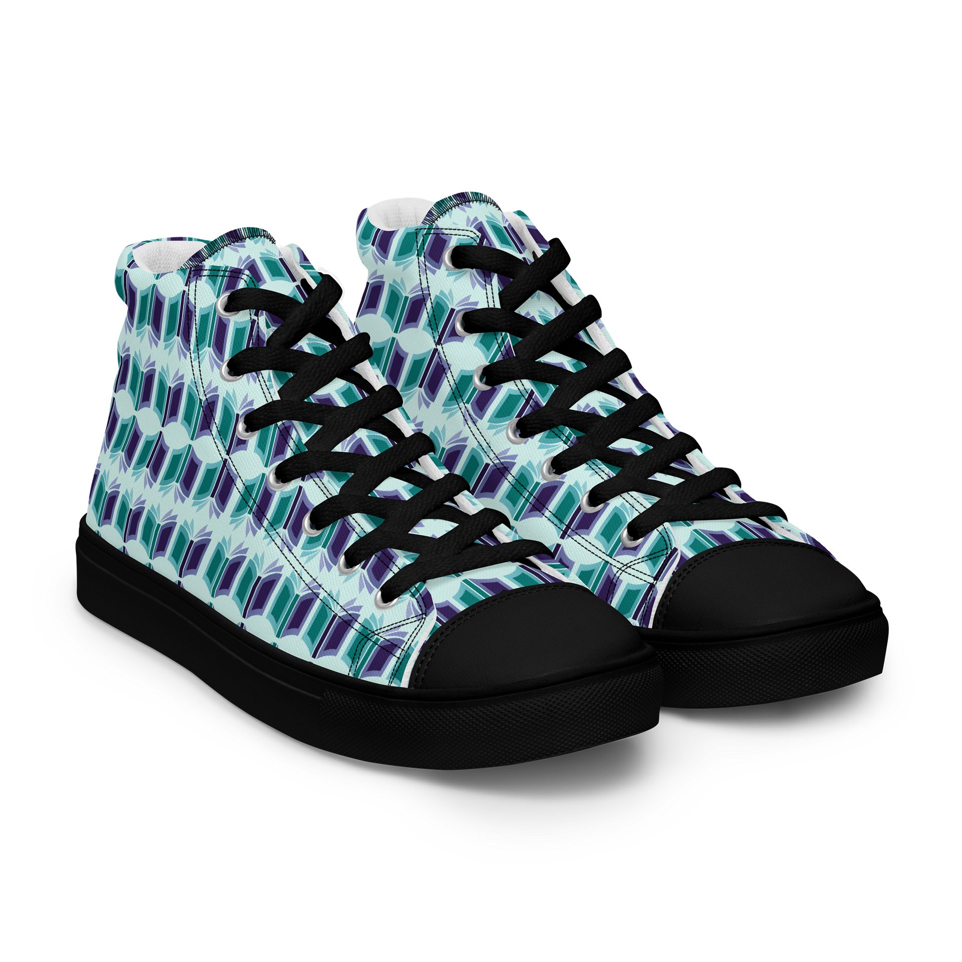 Women's High Top Canvas Shoes (Light Teal Background) product image (8)
