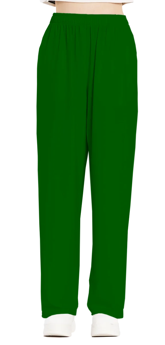 Plain Color Dark Green Wide-Leg Pants product image (2)