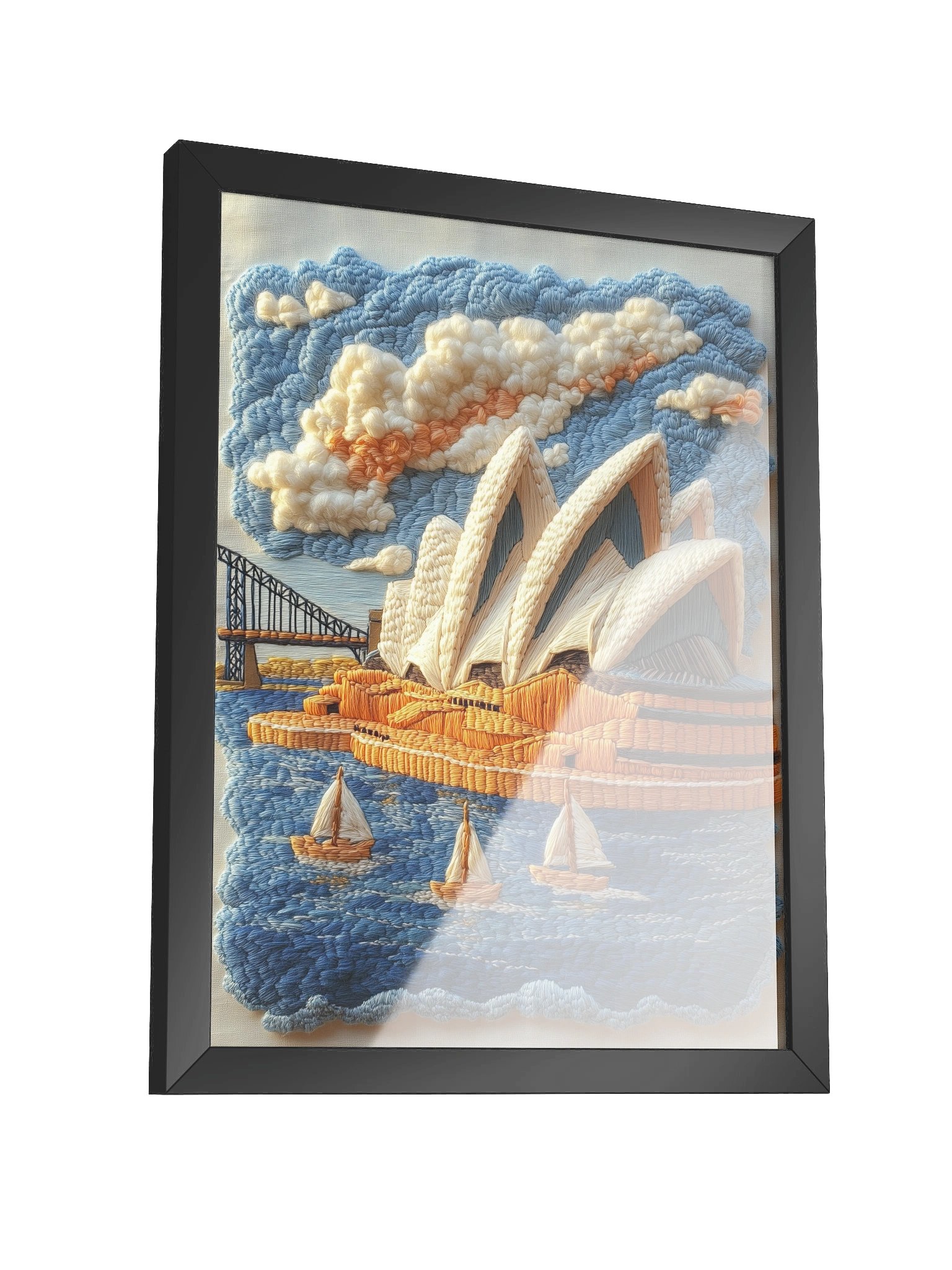 Sydney by the Harbour | Embroidery-Style Wall Art — Framed Print product image (19)