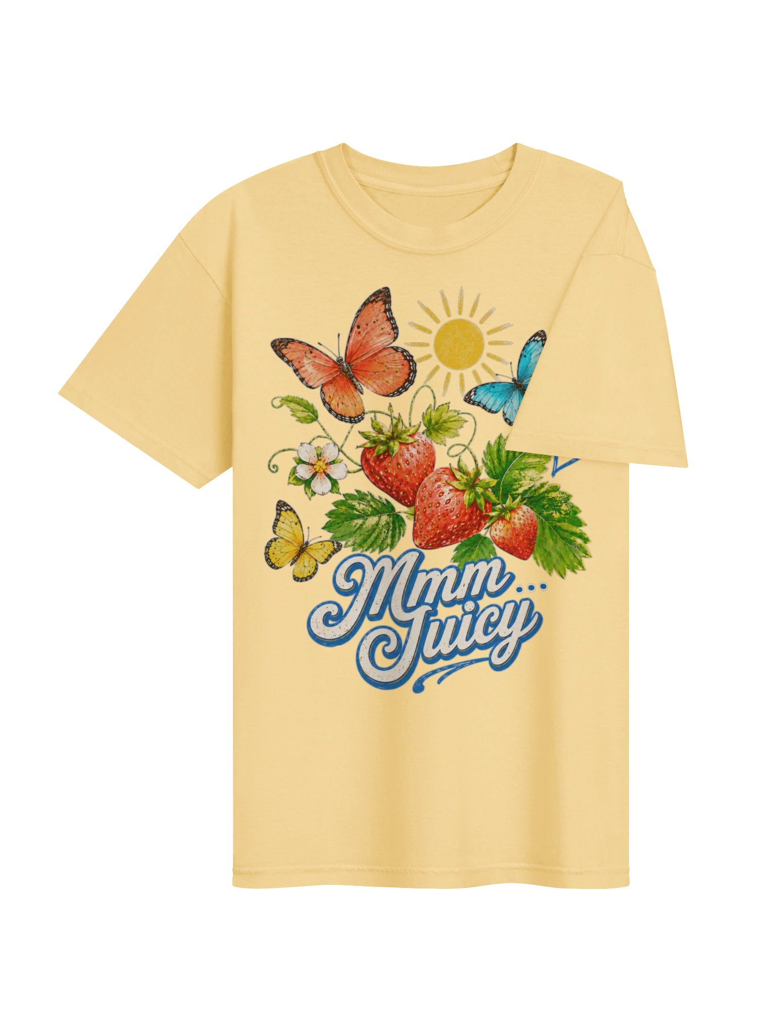 Mmm Juicy Strawberry & Butterflies Tee product image (5)