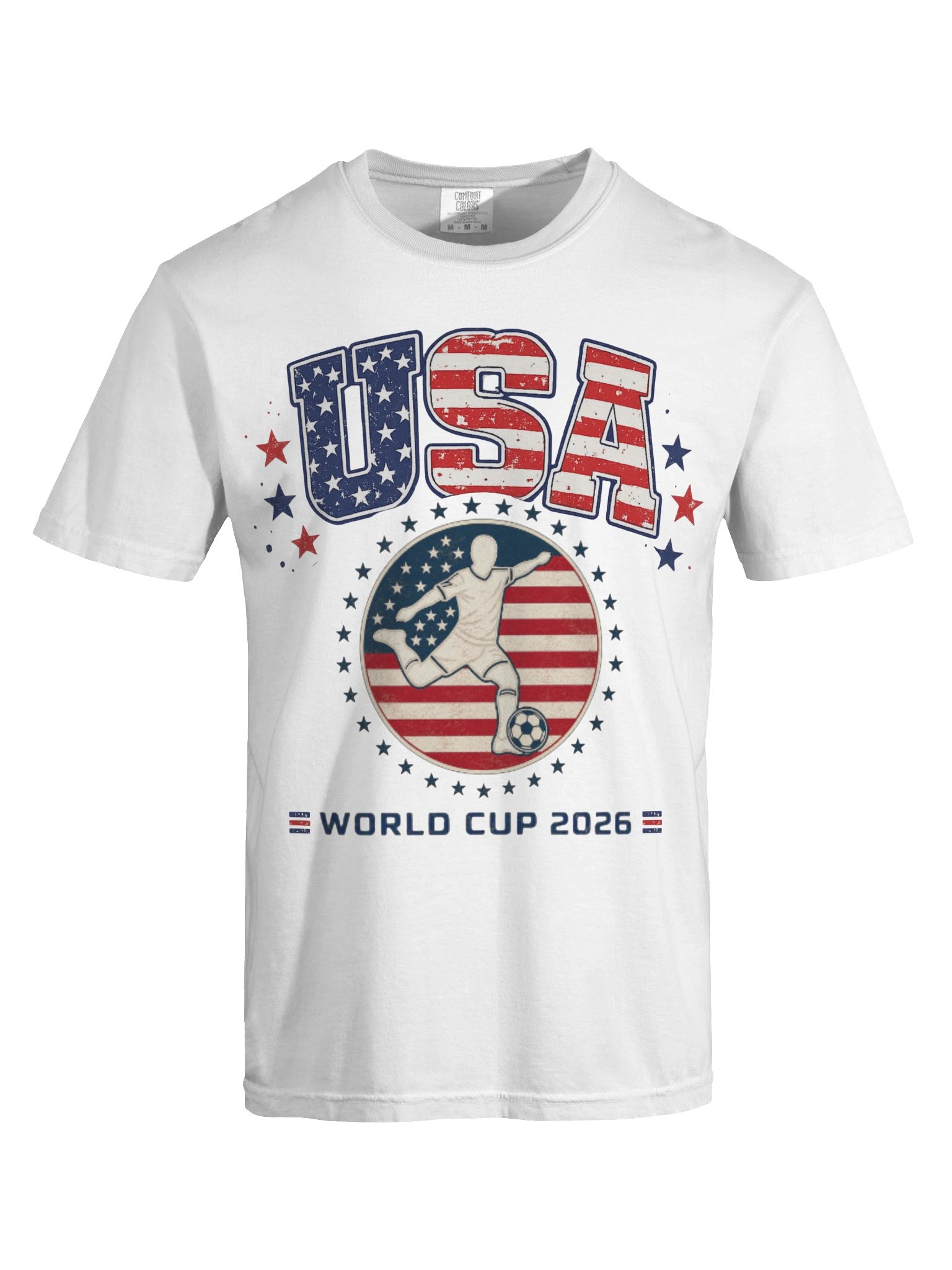 USA Soccer 2026 T-Shirt | Patriotic Soccer Graphic Tee | Fan Shirt Red White Blue Stars & Stripes product image (5)