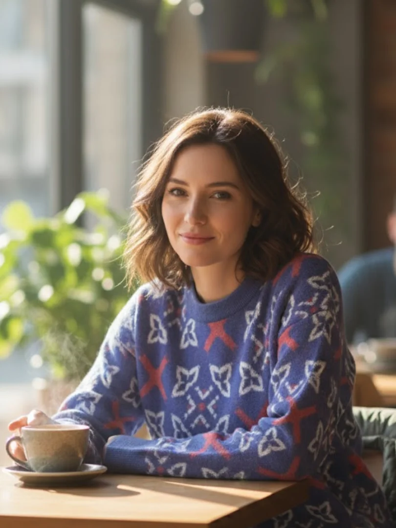 Cozy Jacquard Knit Relaxed Sweater product image (1)