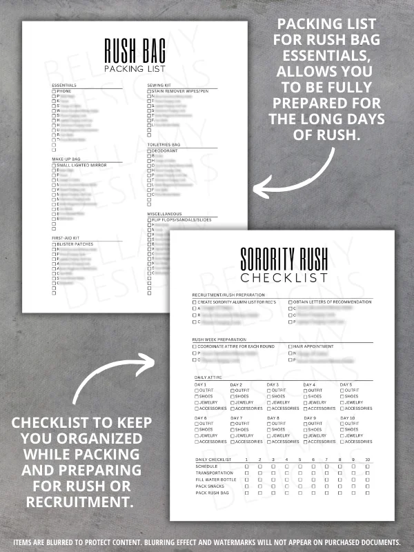 Sorority Recruitment Organizer, Sorority Rush Organizer, Rush Week Planner Checklist product image (3)