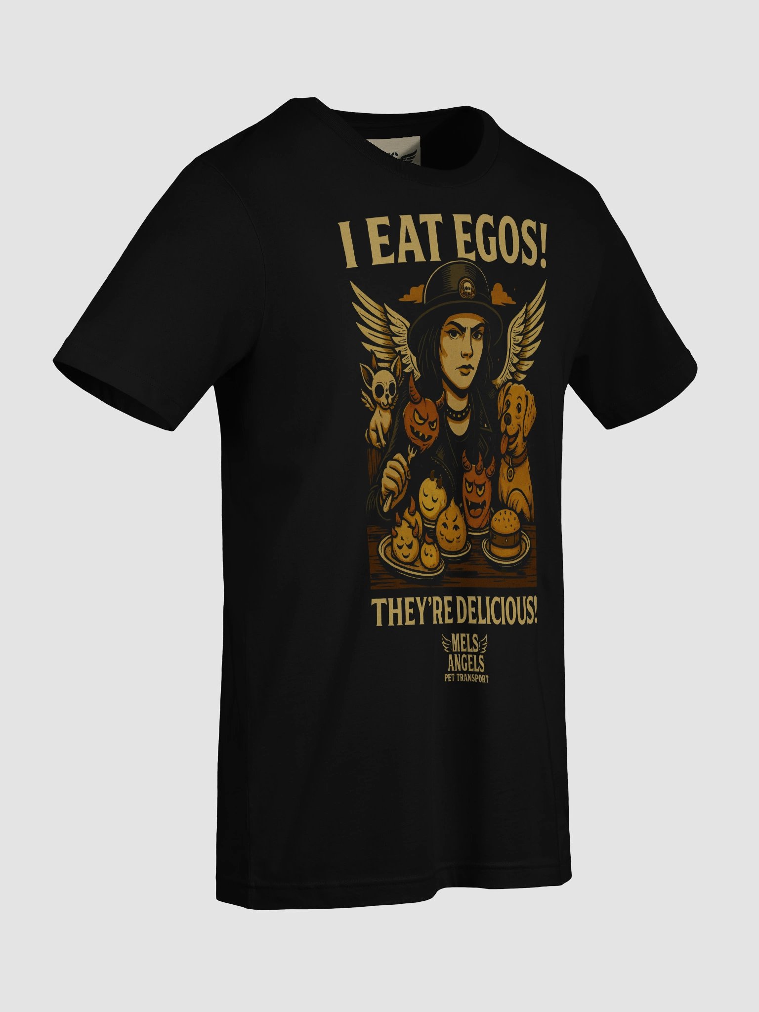 Mel’s Angels "I Eat Egos – They’re Delicious" Vintage Graphic Tee | Punk Rock Dog Lovers Shirt product image (5)
