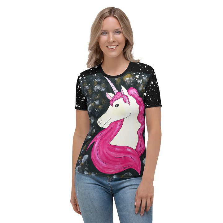 Unicorn (art by Dina R.) acrylic painting picture - Women's Crew Neck T-Shirt product image (1)
