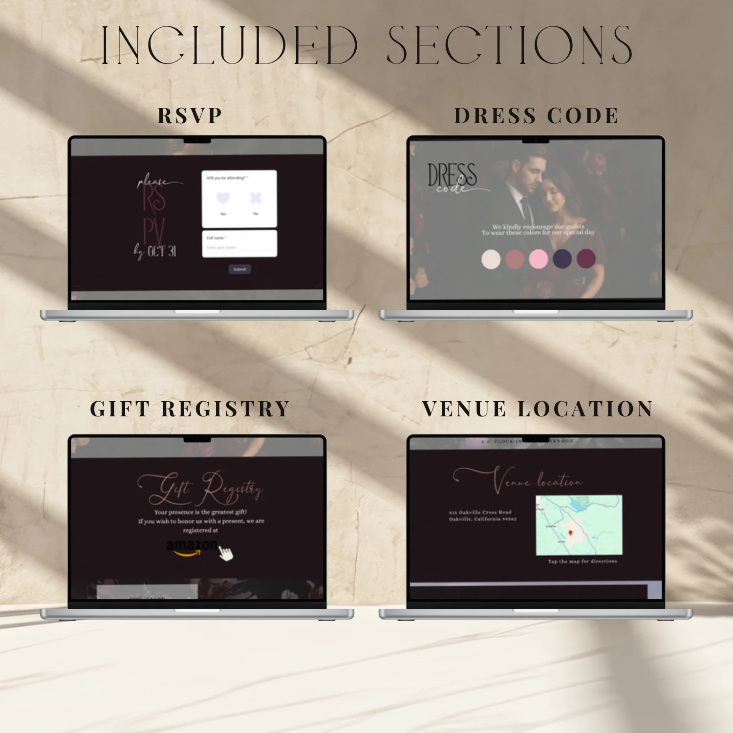 Midnight Bloom Wedding Website | Moody Floral Wedding Template | Editable Canva Website | RSVP Form | Fall Winery Candlelight Theme | Digital Invite product image (4)