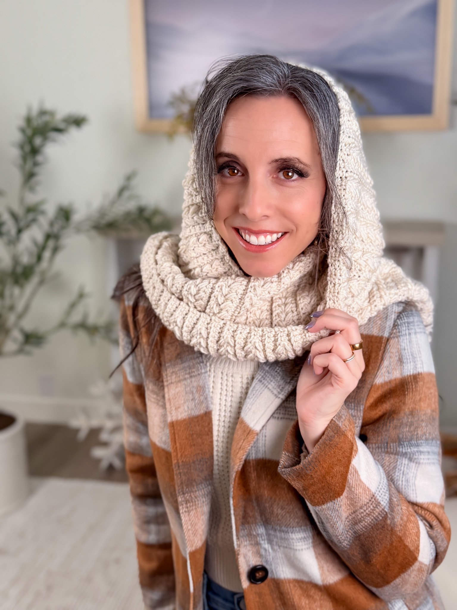 Wheat Stitch™ Crochet Hooded Scarf product image (8)