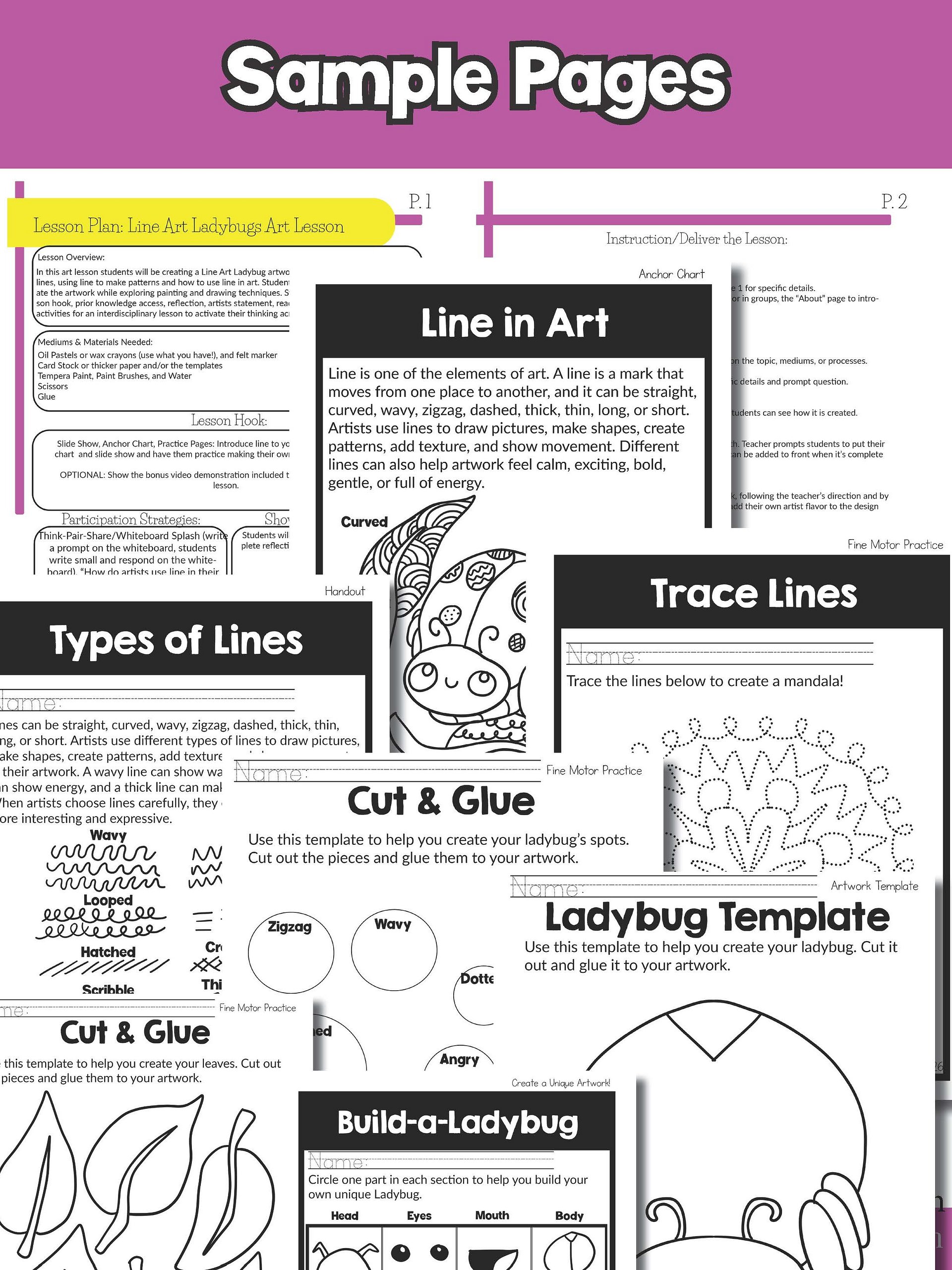 Line Ladybug Art Lesson 2nd Grade Types of Lines Art Project Ladybug Art Activity BTS product image (8)