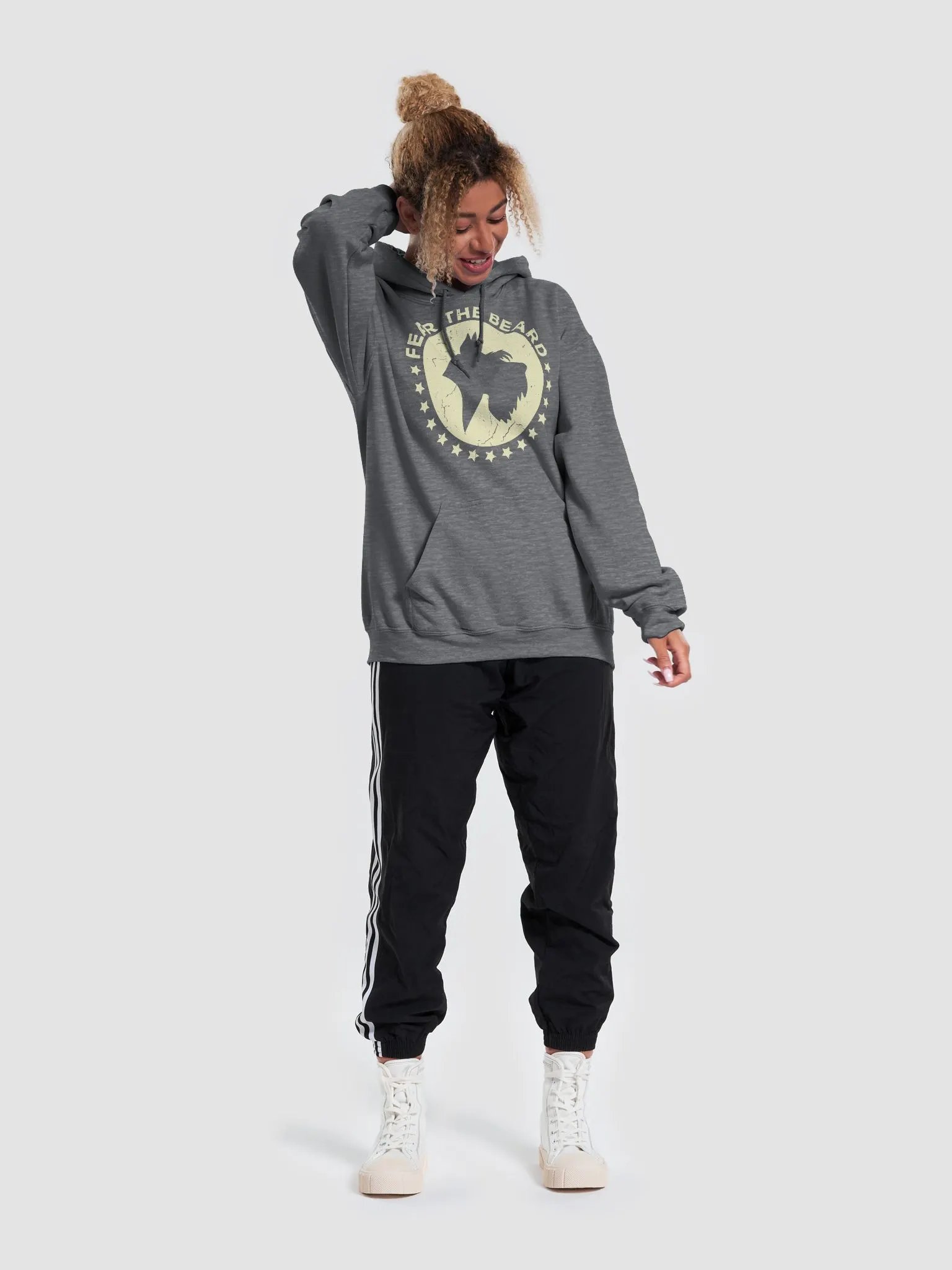 Fear the Beard Schnauzer(Off-White Print) Hooded Sweatshirt | Funny Hoodie for Schnauzer Paw-rents product image (8)