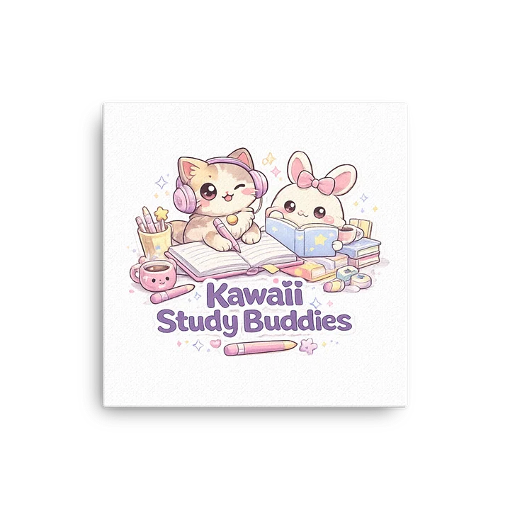 Kawaii Study Buddies Canvas Print 🐾📚💖 product image (1)