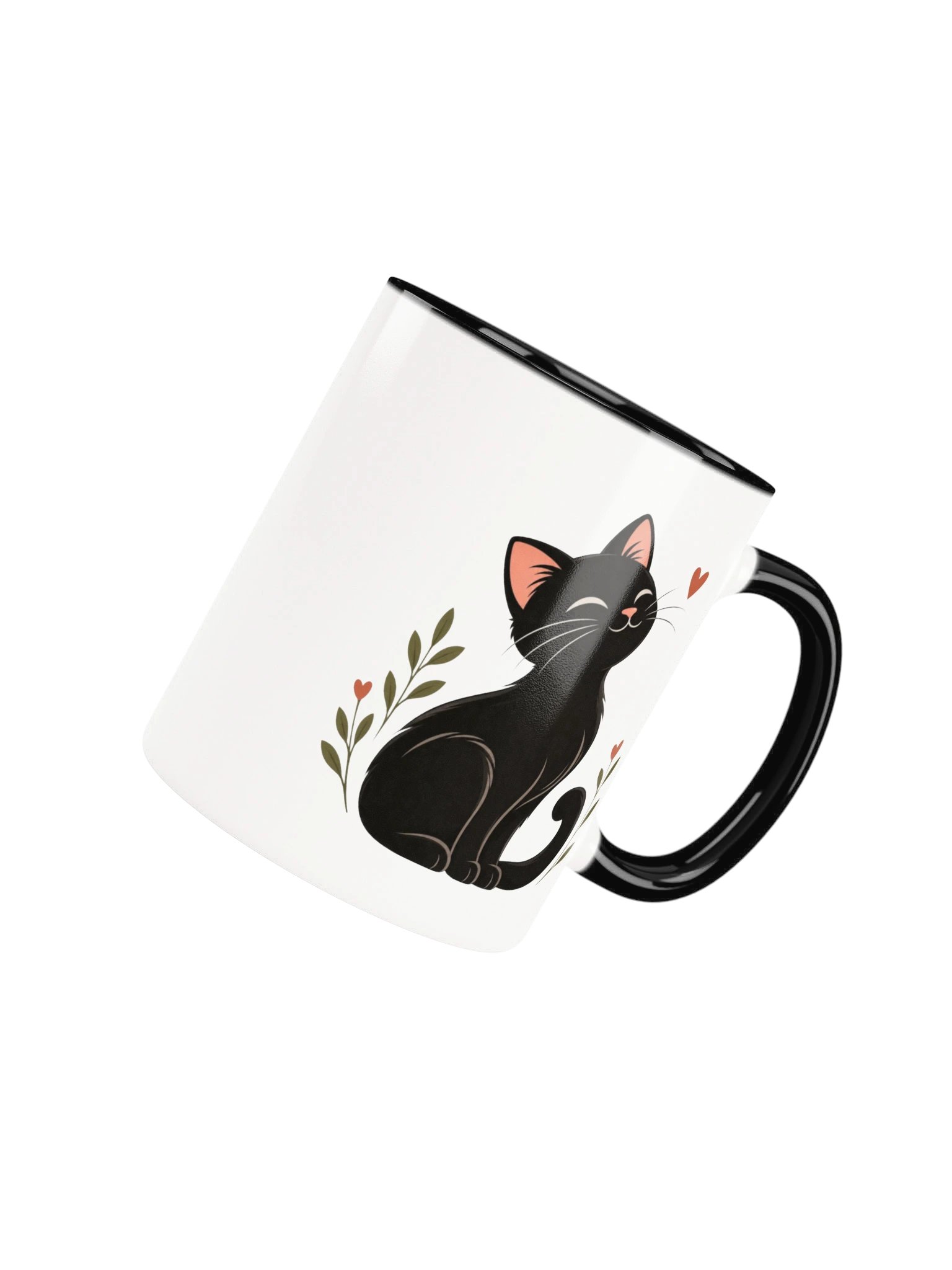 Black Cat Ceramic Mug | Cute Minimalist Cat Coffee Cup & Gift product image (4)