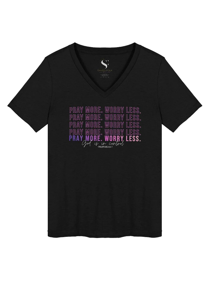 Pray More Worry Less 2.0 V-Neck Tee - Pink Gradient product image (2)