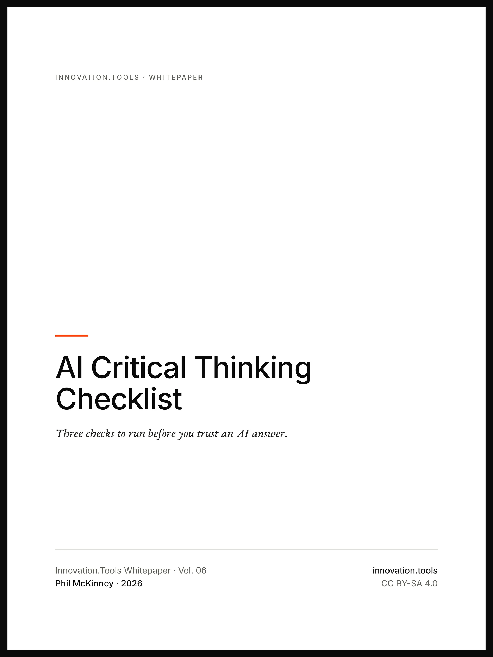 AI Critical Thinking Checklist - Three Checks Before You Trust an AI Answer product image (1)