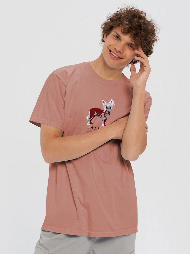 I'm All Ears T-Shirt(Embroidered) of a Chinese Crested Dog(Red) product image (2)