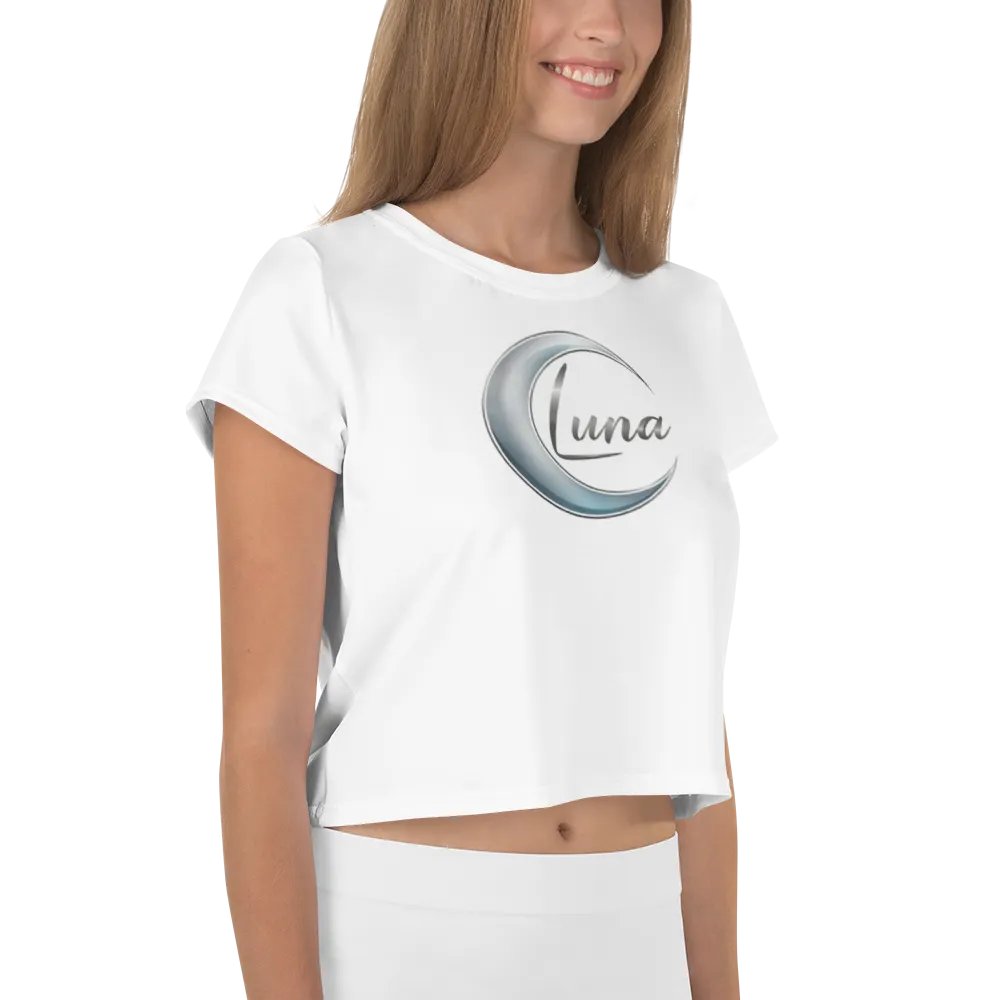 Luna Women's Crop Top - Stylish White Crescent Moon Design product image (10)