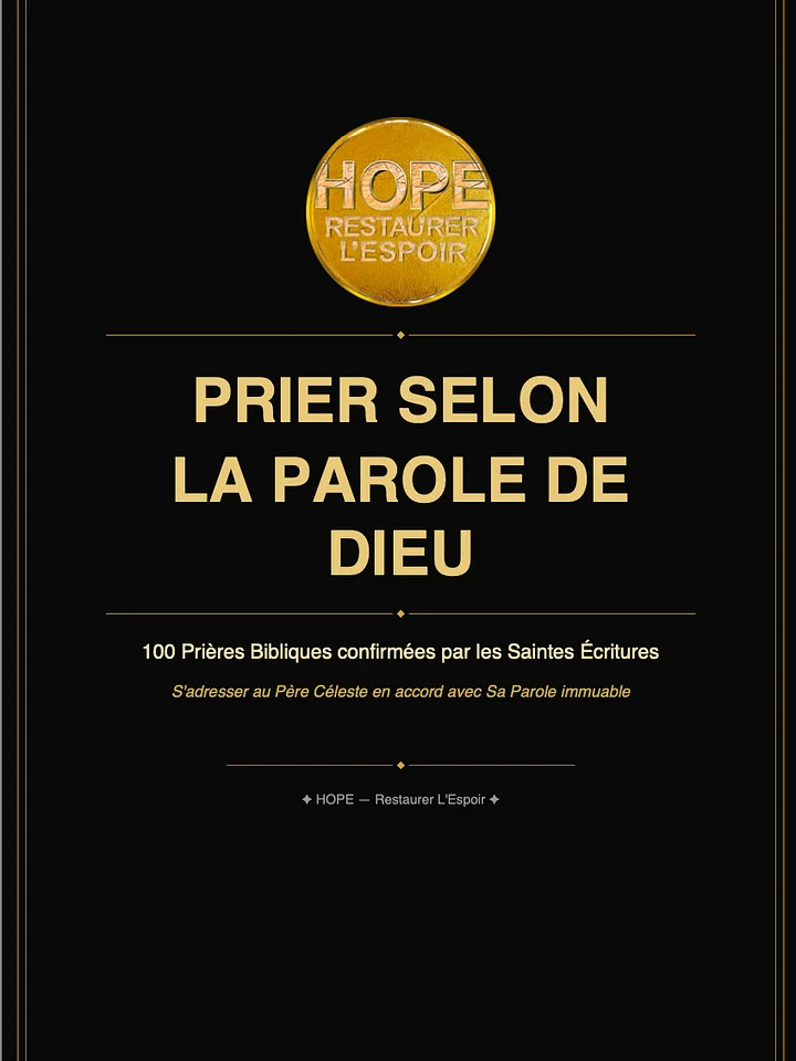 PRIER SELON LA PAROLE DE DIEU 100 Prières Bibliques — HOPE Restaurer L'Espoir — product image (1)