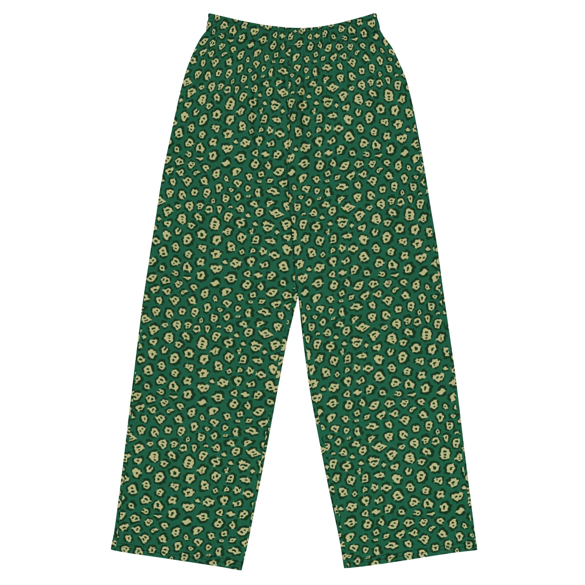 Green Mini Leopard Pattern Wide-Leg Pants product image (1)