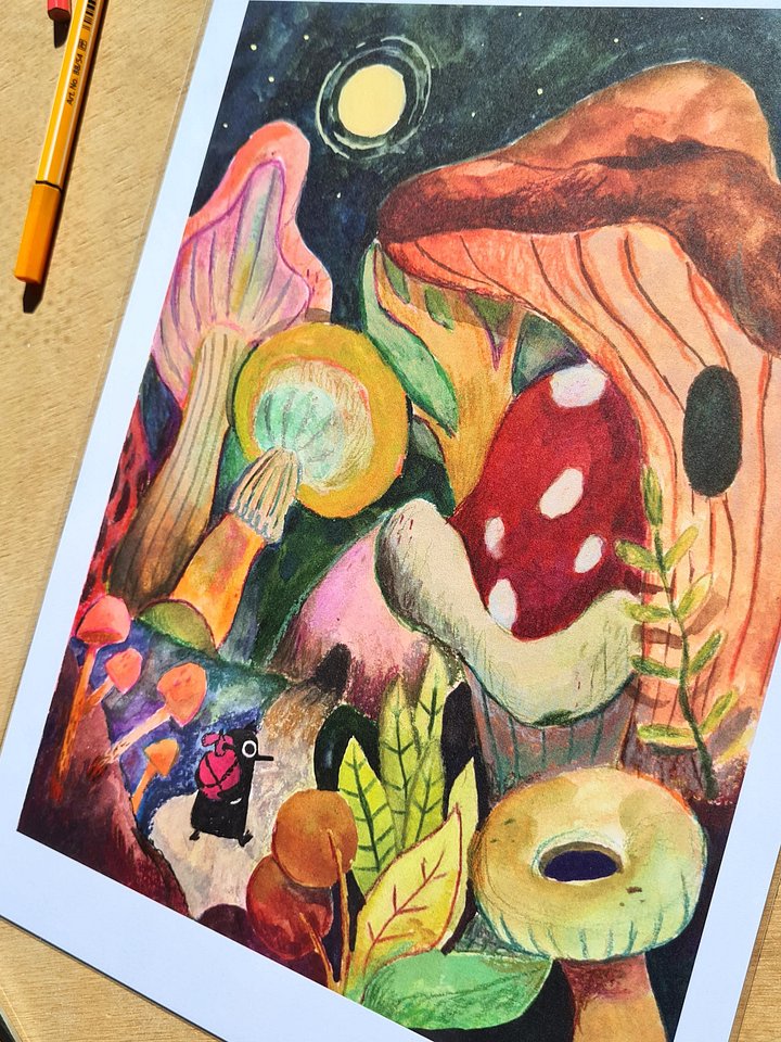 Mushroom Forest Print A4 product image (2)
