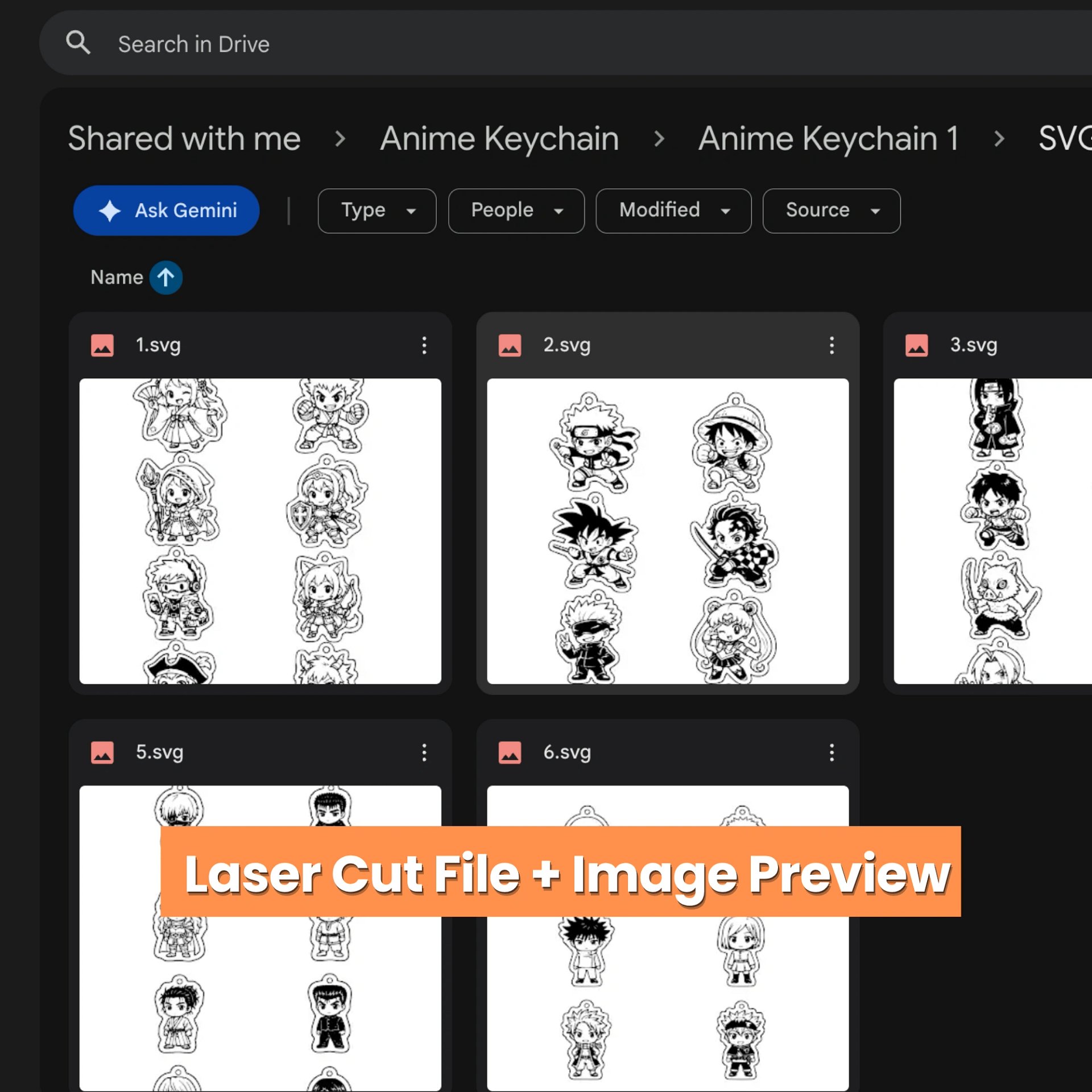 50+ Anime Laser Cut Keychain Bundle | Fantasy Character Cutting & Engraving Designs product image (5)