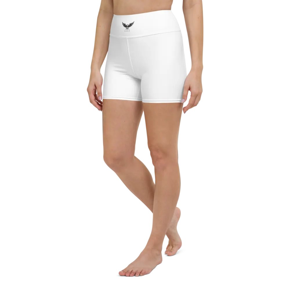 Women's Eagle All-Over Print Yoga Shorts - White - High-Waisted and Stylish product image (4)