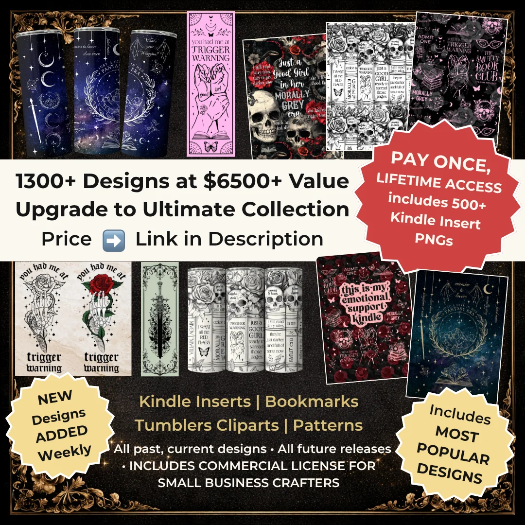 Top 30 Best Selling Dark Romance Romantasy Reader Bundle Book Box Designs PNG SVG, Tumbler Wrap Clipart Bookmark Sublimation DTF Instant Download product image (11)