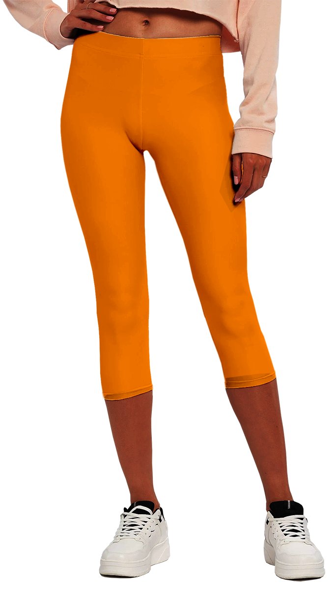 Plain Color Orange Capri Leggings product image (1)
