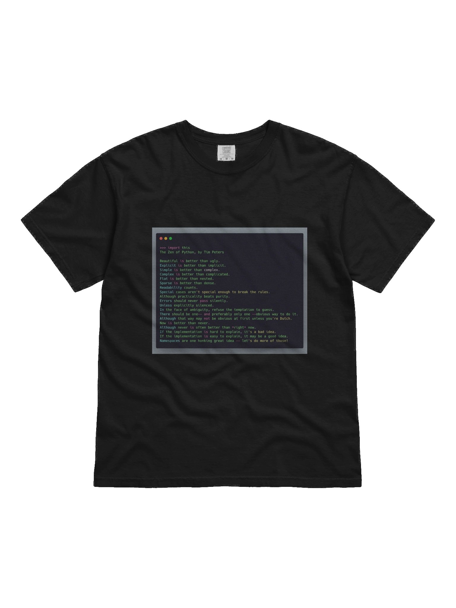 Pythonic Code - Zen Guiding Principles T-Shirt product image (1)