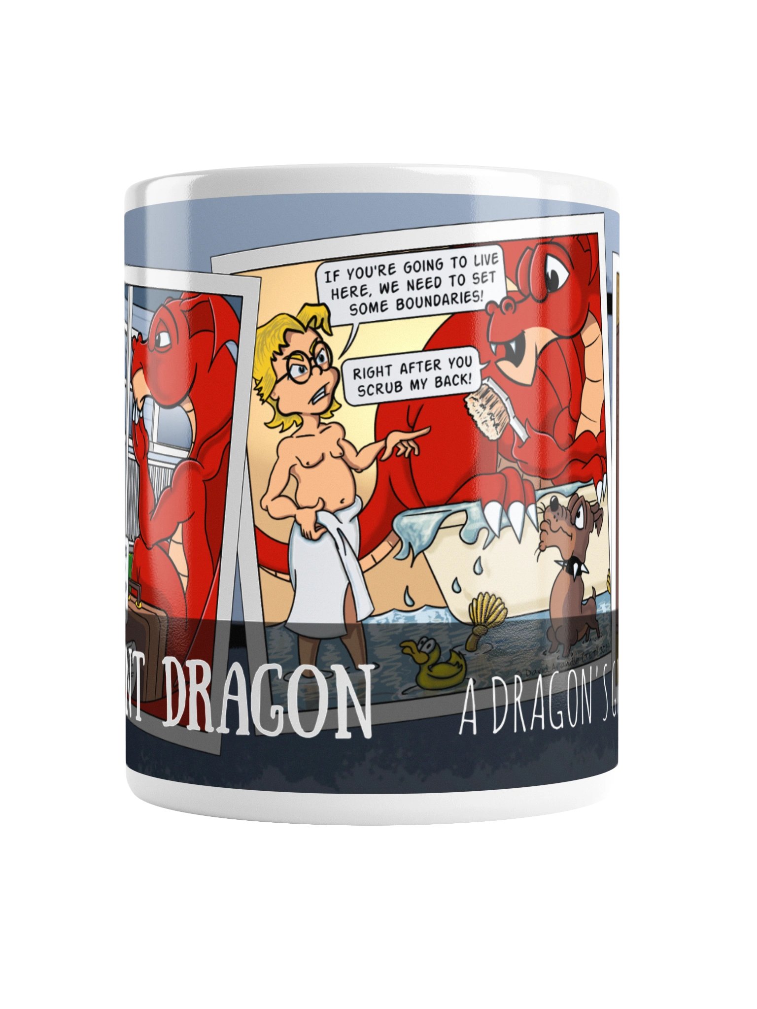 Resident Dragon Comic Moving In Three-Panel Mug product image (3)