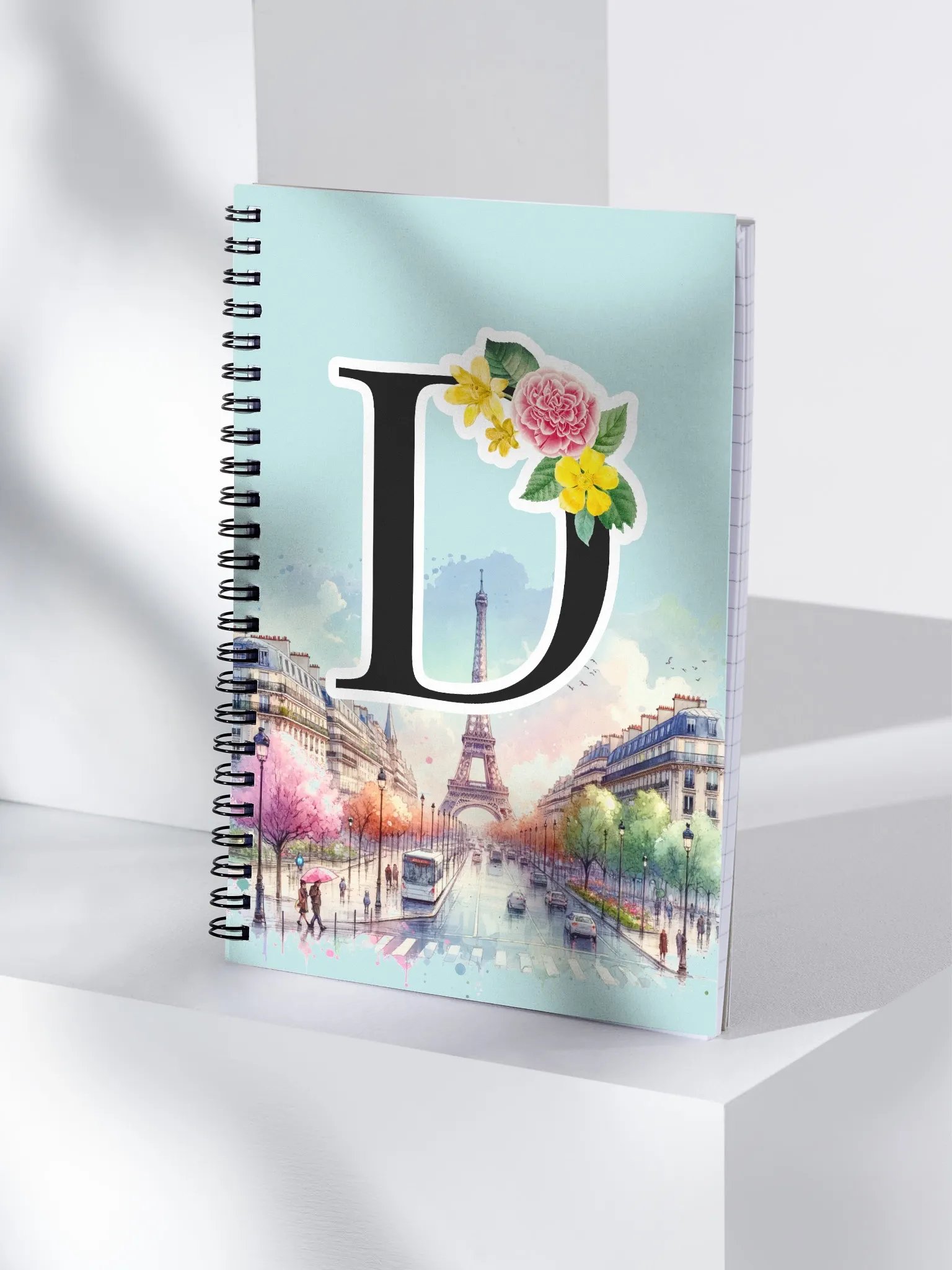 Floral Monogram “D” Spiral Notebook – Paris Edition product image (4)