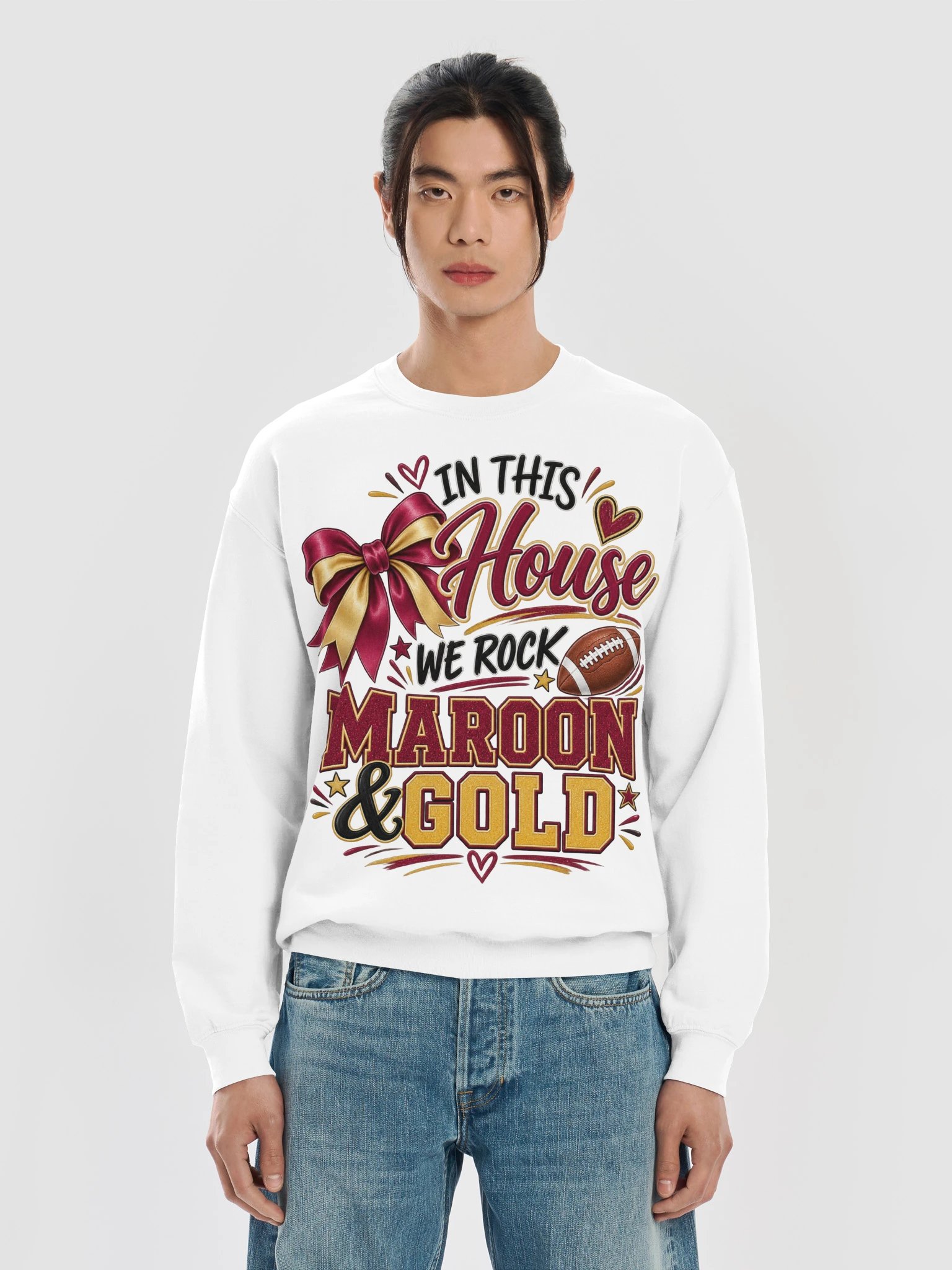 In This House We Rock Maroon & Gold Sweatshirt product image (17)