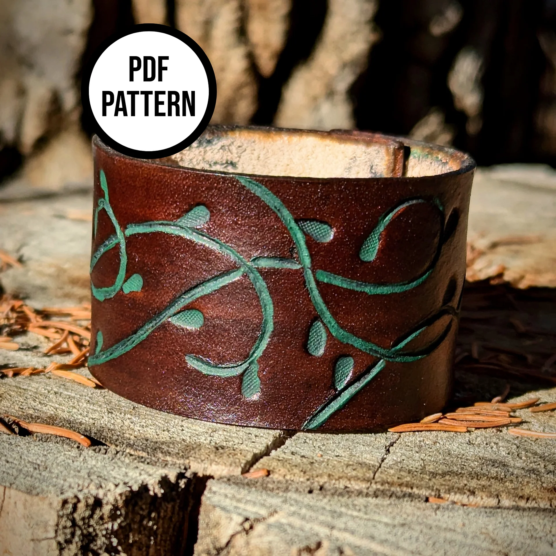 Twisted Fronds Leather Cuff Pattern - PDF Pattern for Leatherwork product image (1)