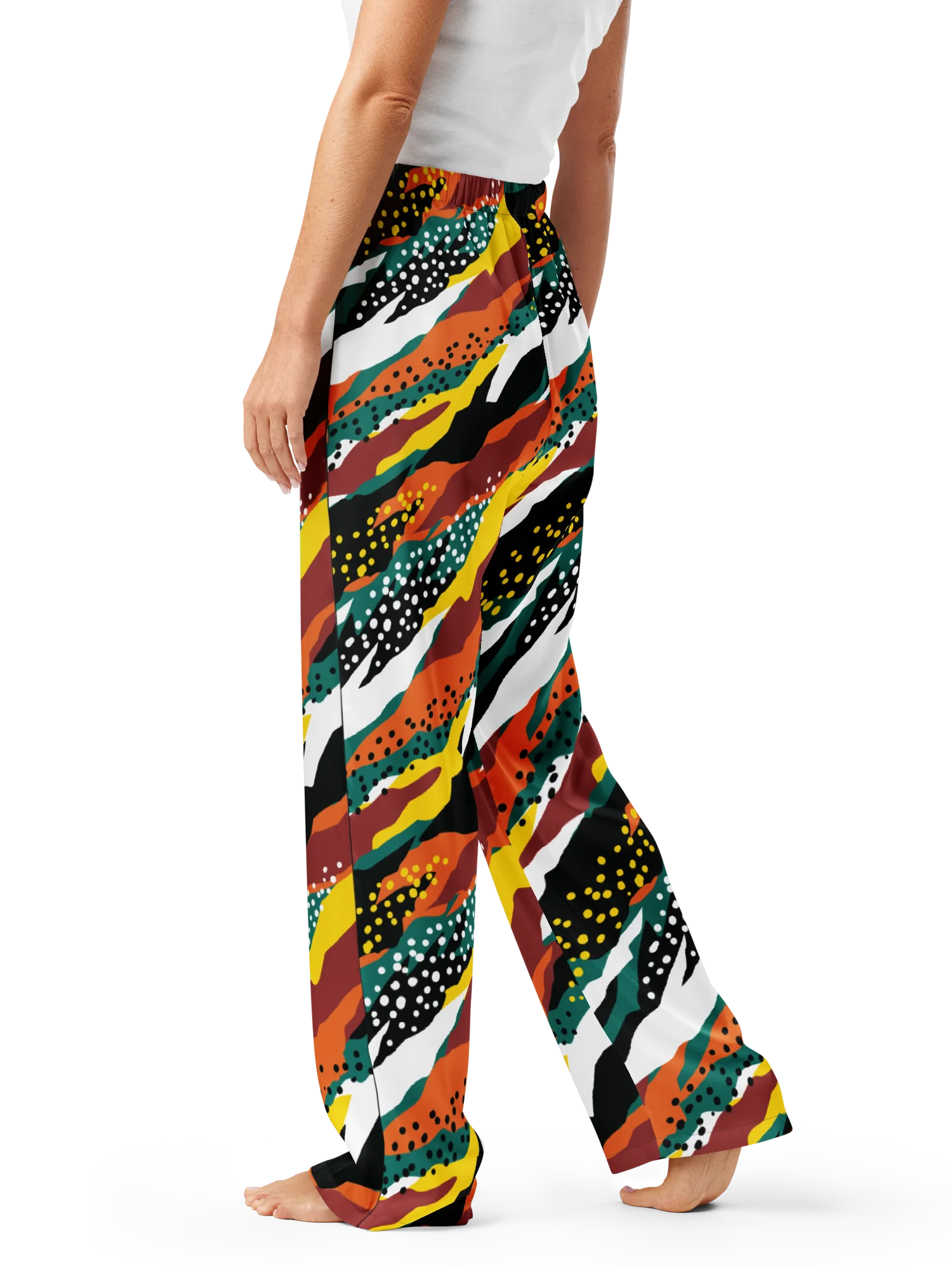 Terracotta & Teal Abstract Safari Pattern | Vibrant All-Over Print Women's Pajama Pants product image (7)