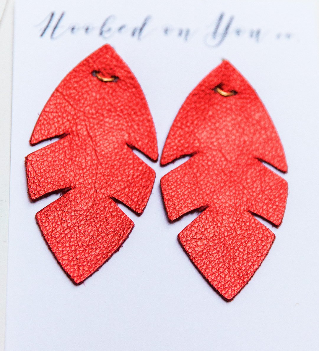 Red Palm Leather Earrings product image (2)