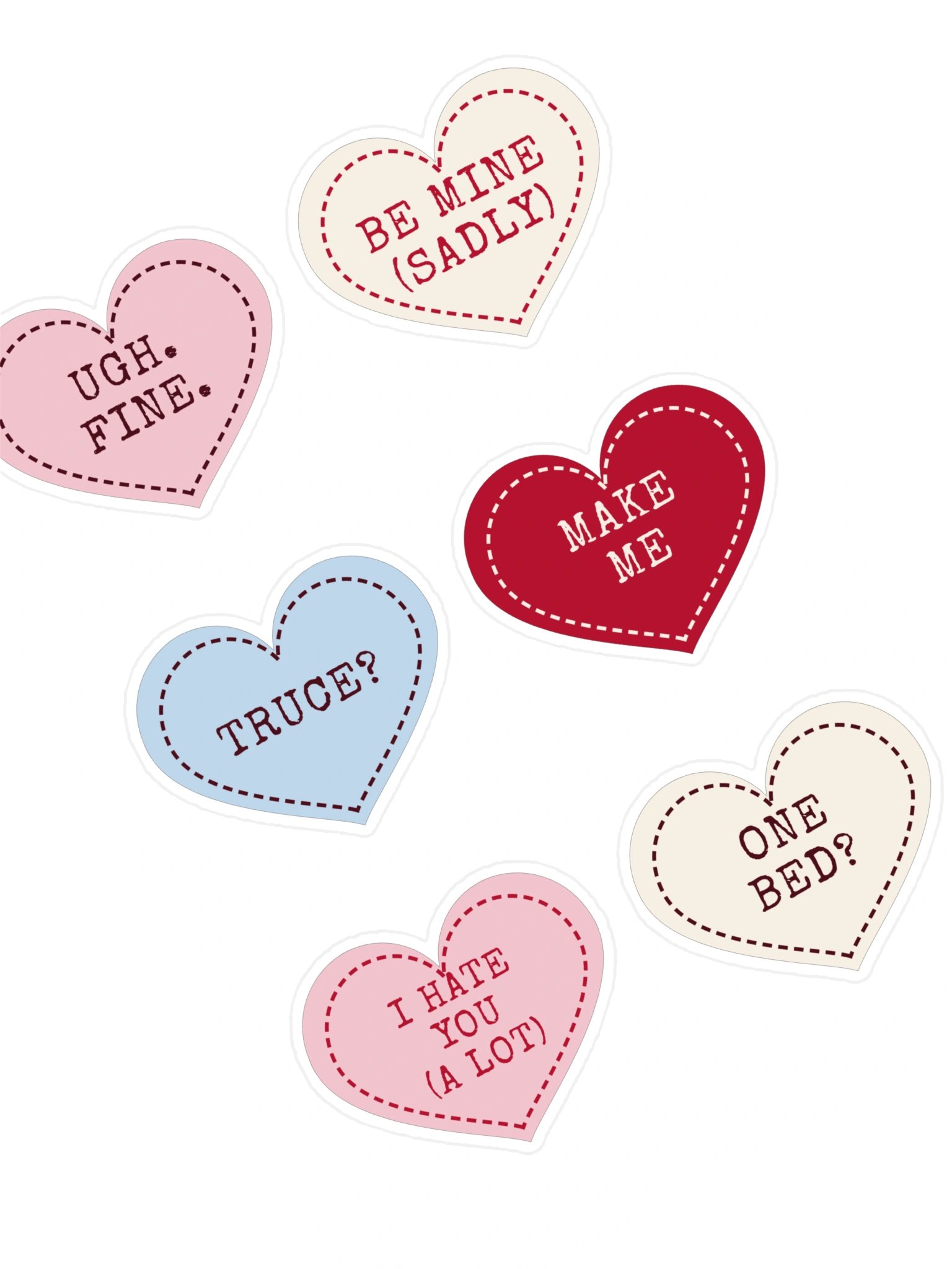 Conversation Hearts, but Hostile: Sticker Sheet product image (1)