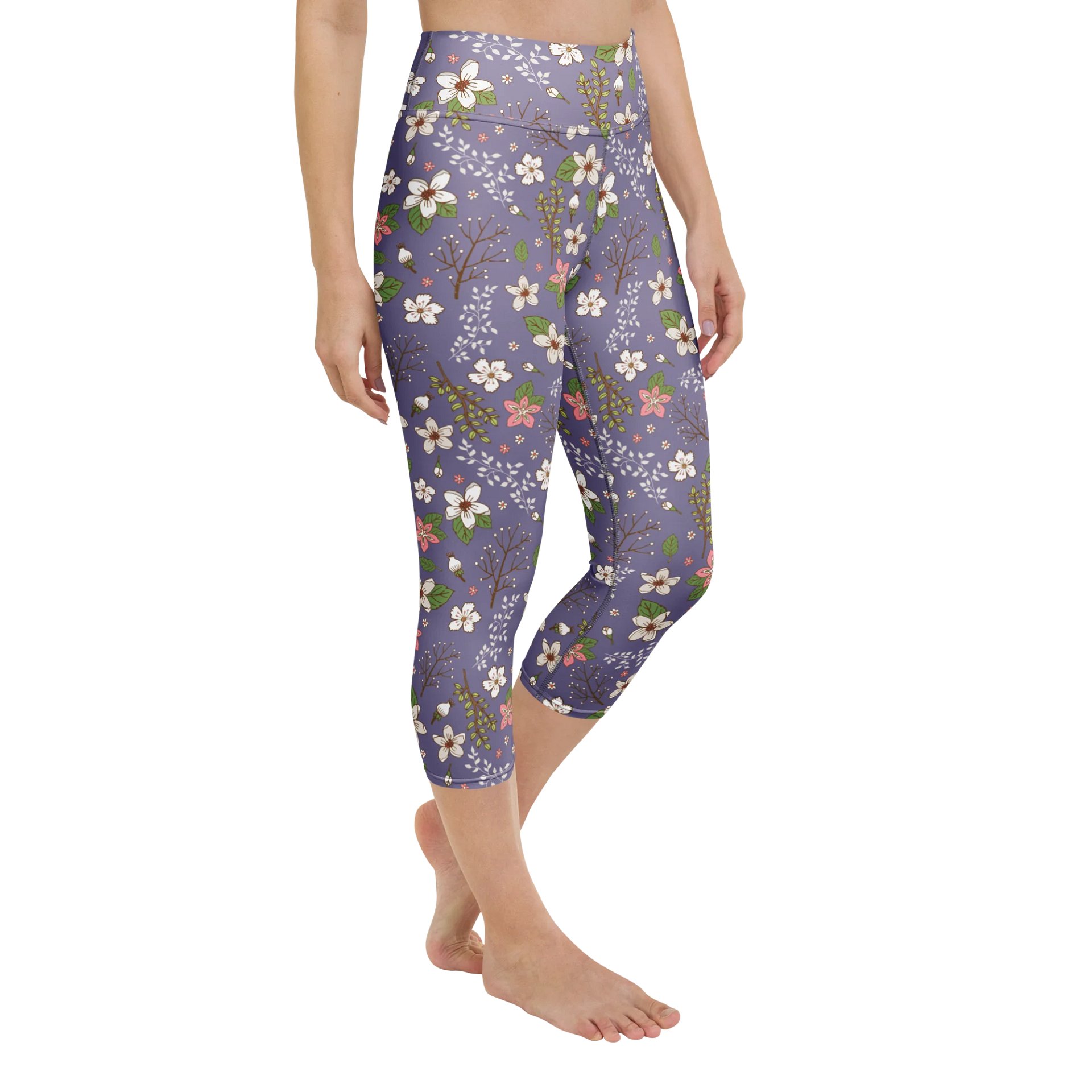 High-Waisted Floral Yoga Capri Leggings – Women’s All-Over Print Activewear product image (2)